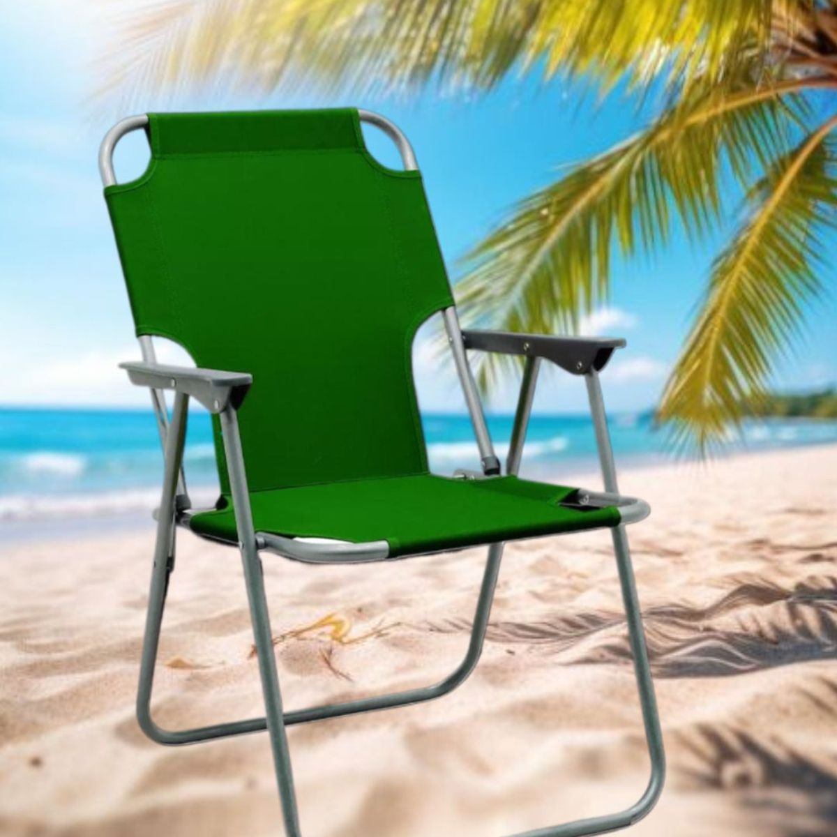 GENERICO - SILLA PLEGABLE PORTÁTIL DE TERRAZA PLAYA CAMPING LIGERA VERDE