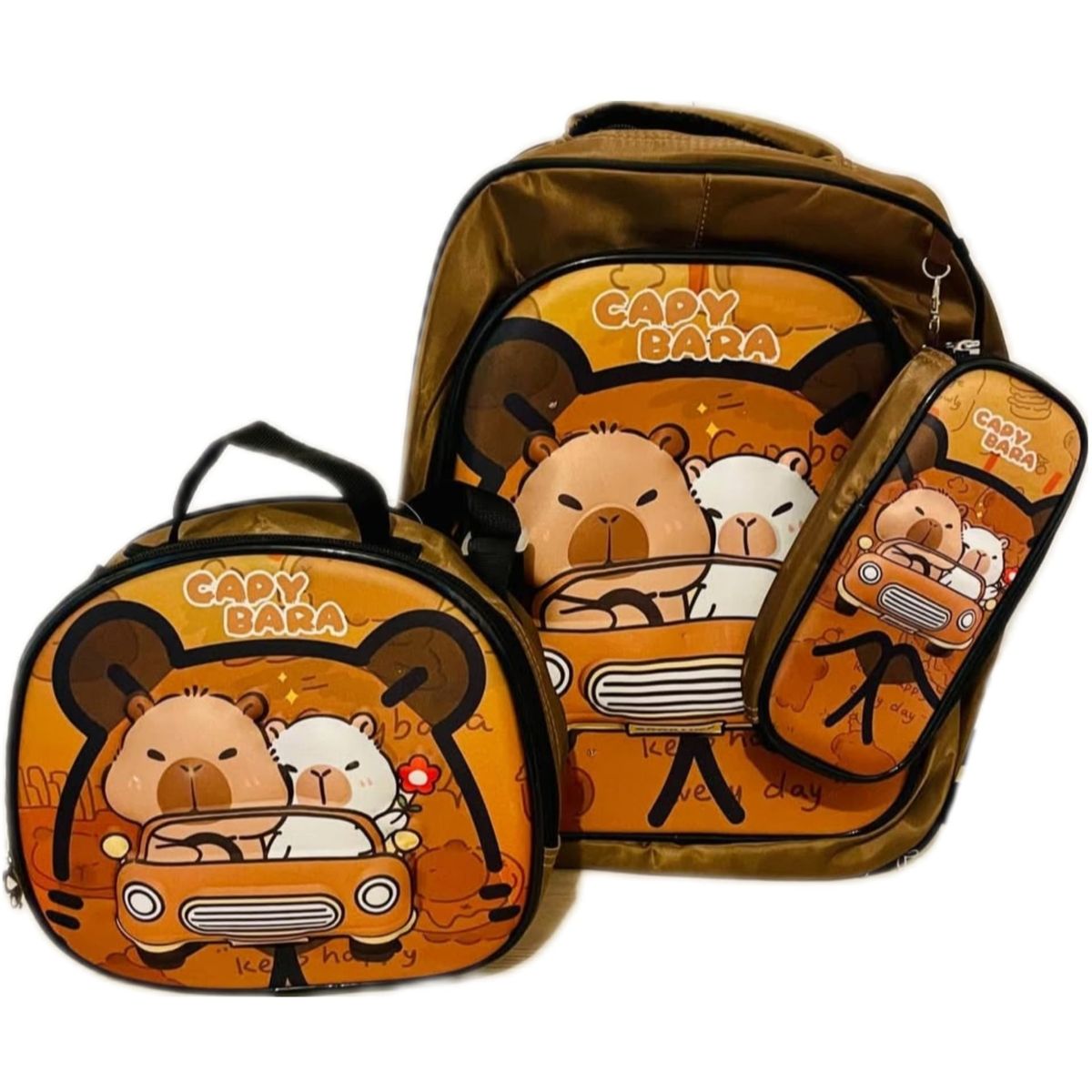 XCLUSIVE - CAPIBARA MOCHILA CLUCES CAPIAUTO LONCHERA CARTUCHERA OFICIO