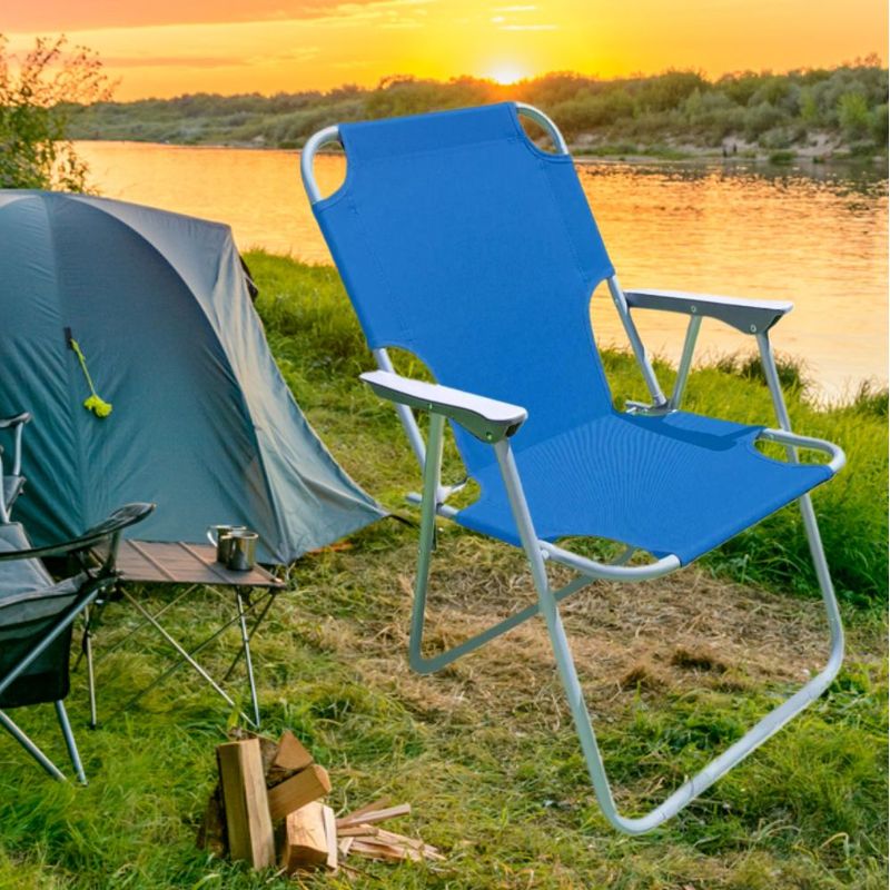GENERICO - SILLA PLEGABLE PORTÁTIL DE TERRAZA PLAYA CAMPING LIGERA CELESTE
