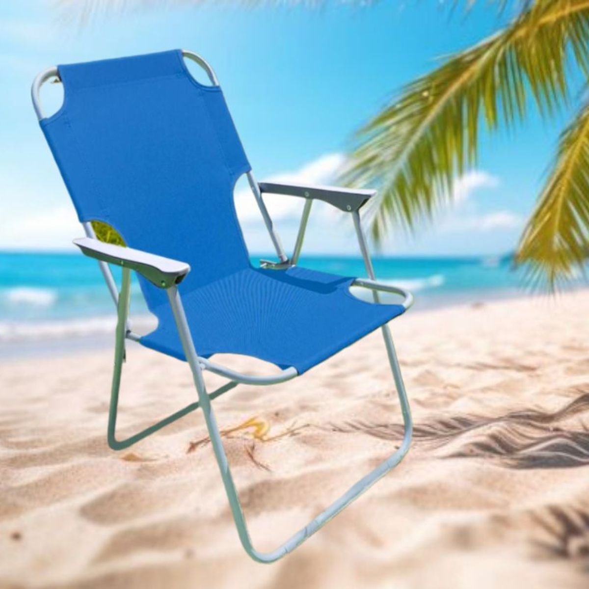 GENERICO - SILLA PLEGABLE PORTÁTIL DE TERRAZA PLAYA CAMPING LIGERA CELESTE