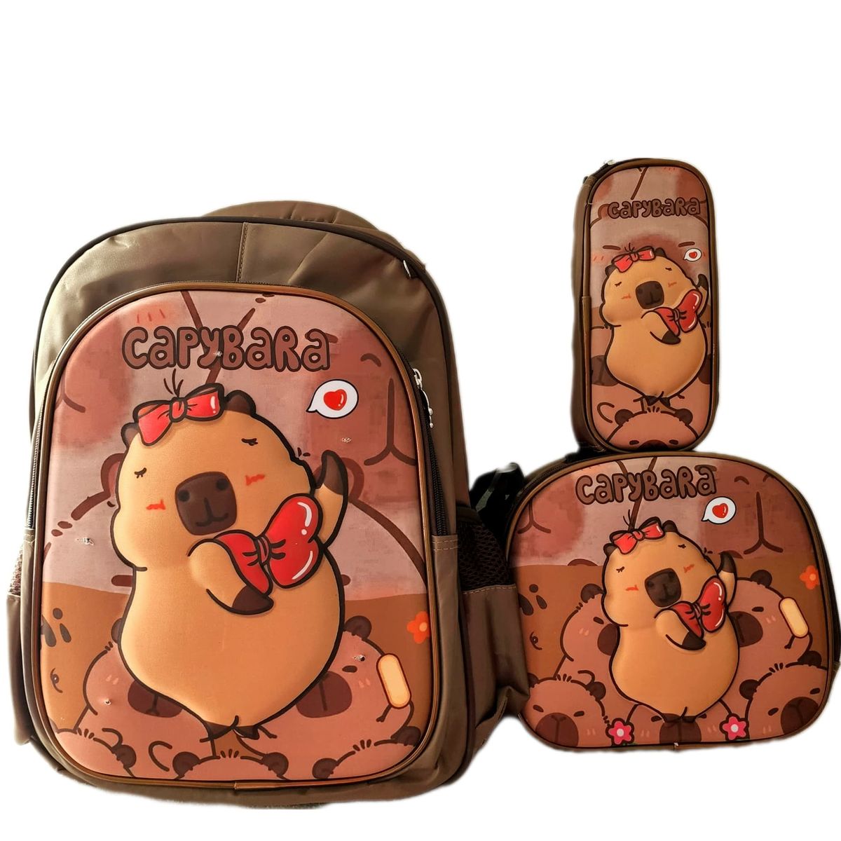 XCLUSIVE - CAPIBARA MOCHILA CLUCES  MARIPOSA LONCHERA CARTUCHERA OFIC