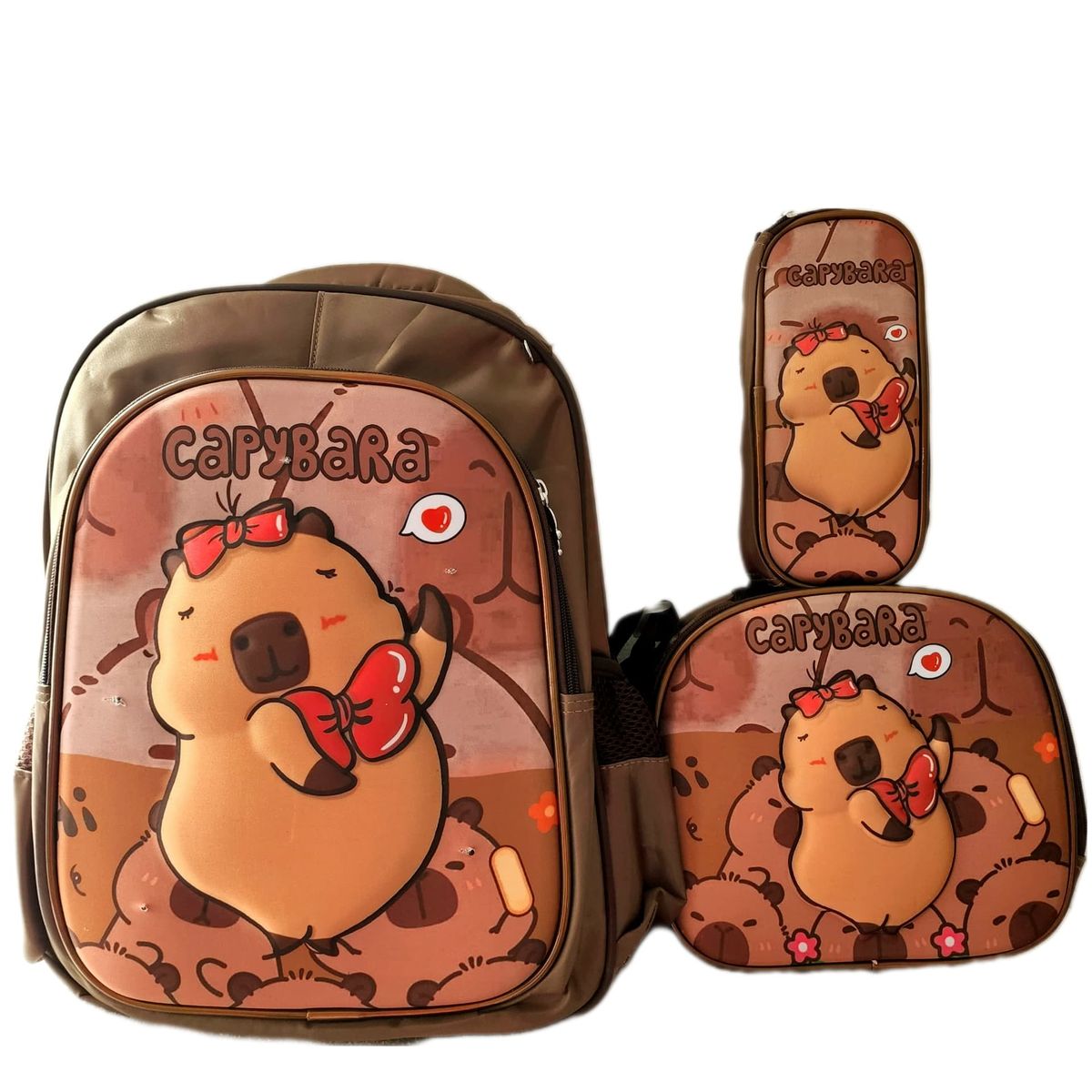 XCLUSIVE - CAPIBARA MOCHILA CLUCES  MARIPOSA LONCHERA CARTUCHERA OFIC