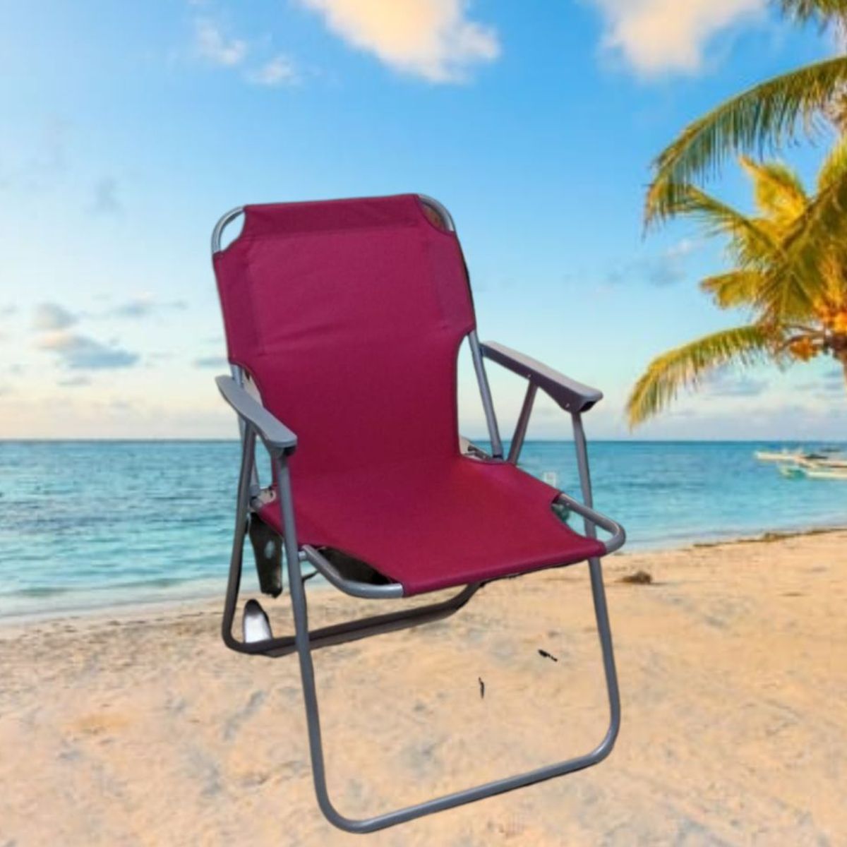 GENERICO - SILLA PLEGABLE PORTÁTIL DE TERRAZA PLAYA CAMPING LIGERA GUINDA