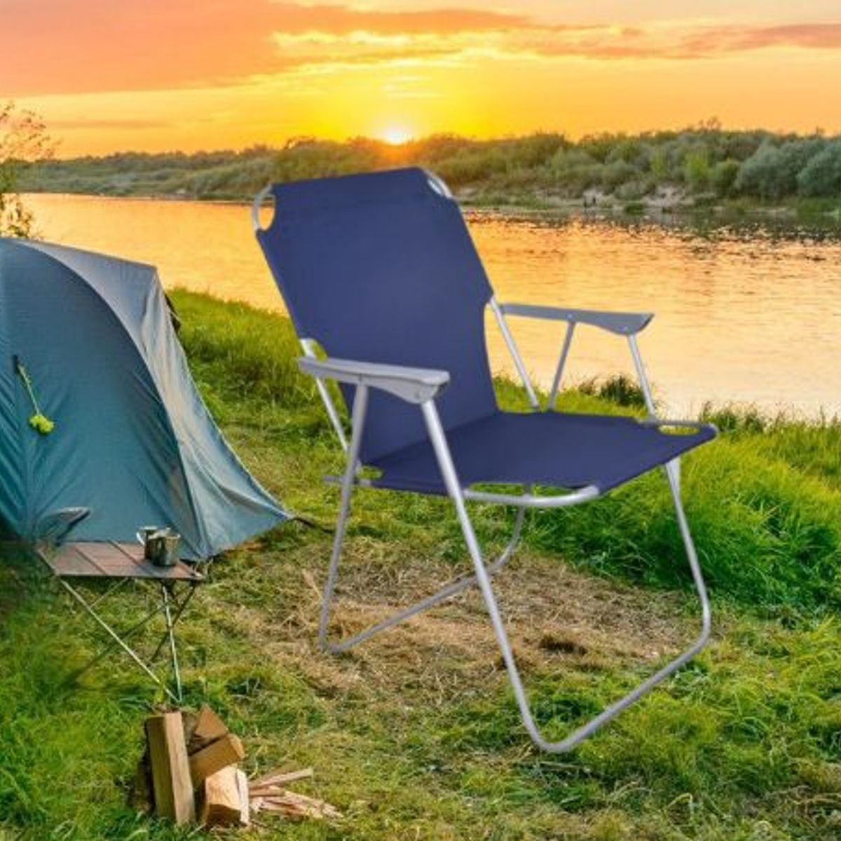 GENERICO - SILLA PLEGABLE PORTÁTIL DE TERRAZA PLAYA CAMPING PISCINA LIGERA