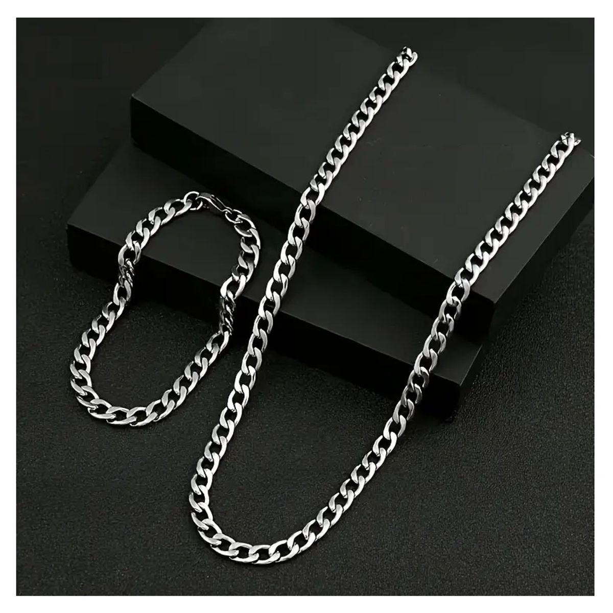 OEM - CADENA + PULSERA HOMBRE ESLABON ACERO INOXIDABLE 316L x SAN VALENTIN