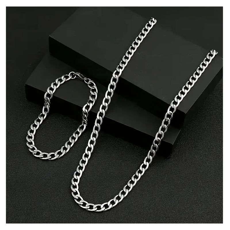 OEM - CADENA + PULSERA HOMBRE ESLABON ACERO INOXIDABLE 316L