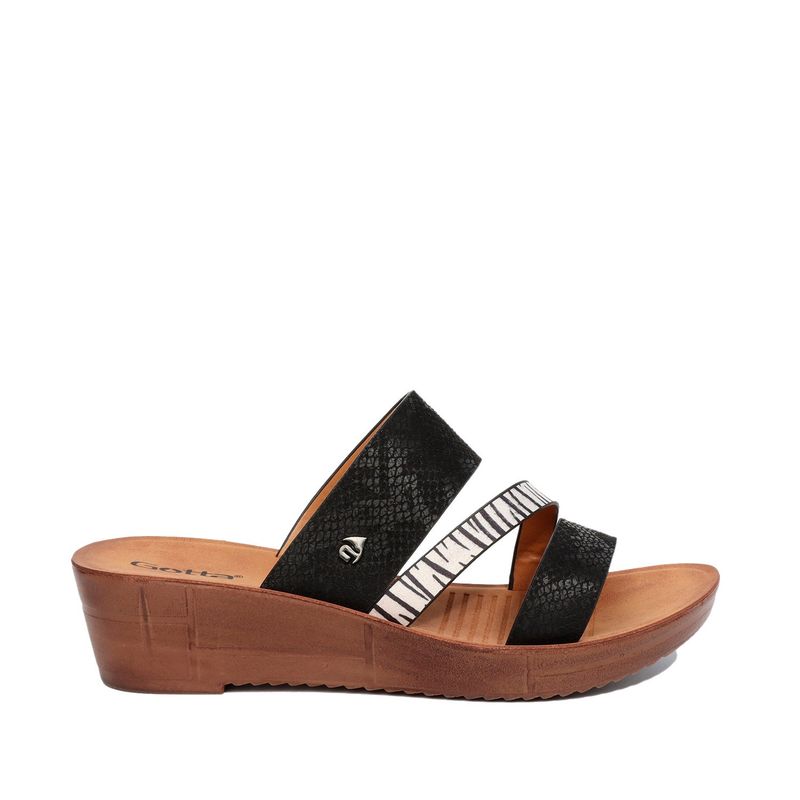 GOTTA - Sandalia Negra Animal Print Mujer 13221 Gotta