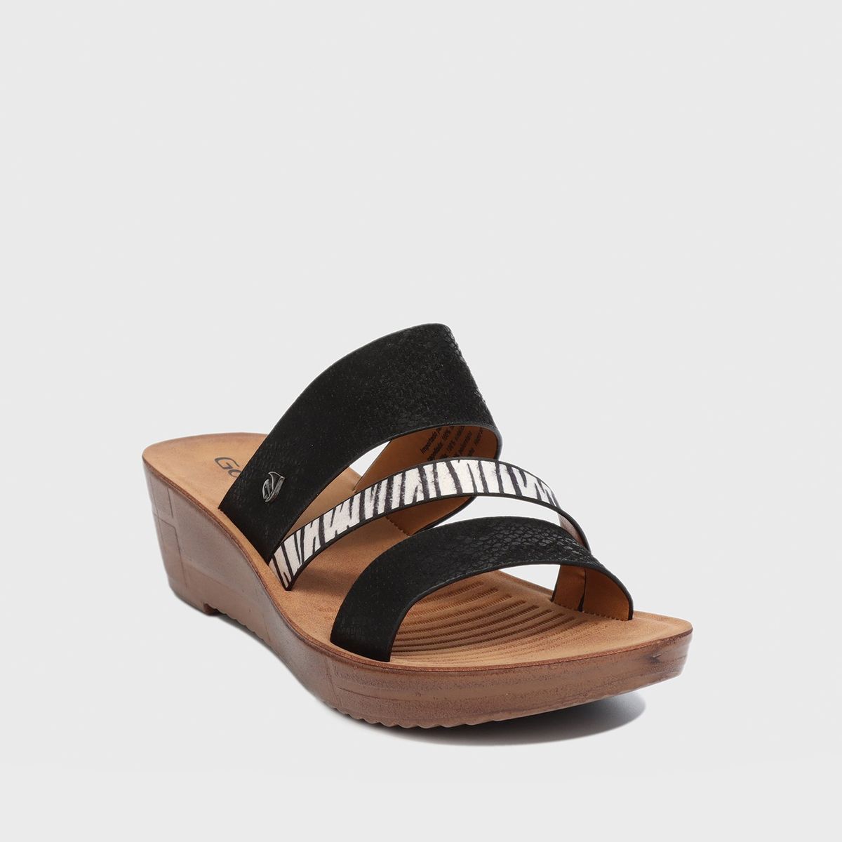 GOTTA - Sandalia Negra Animal Print Mujer 13221 Gotta