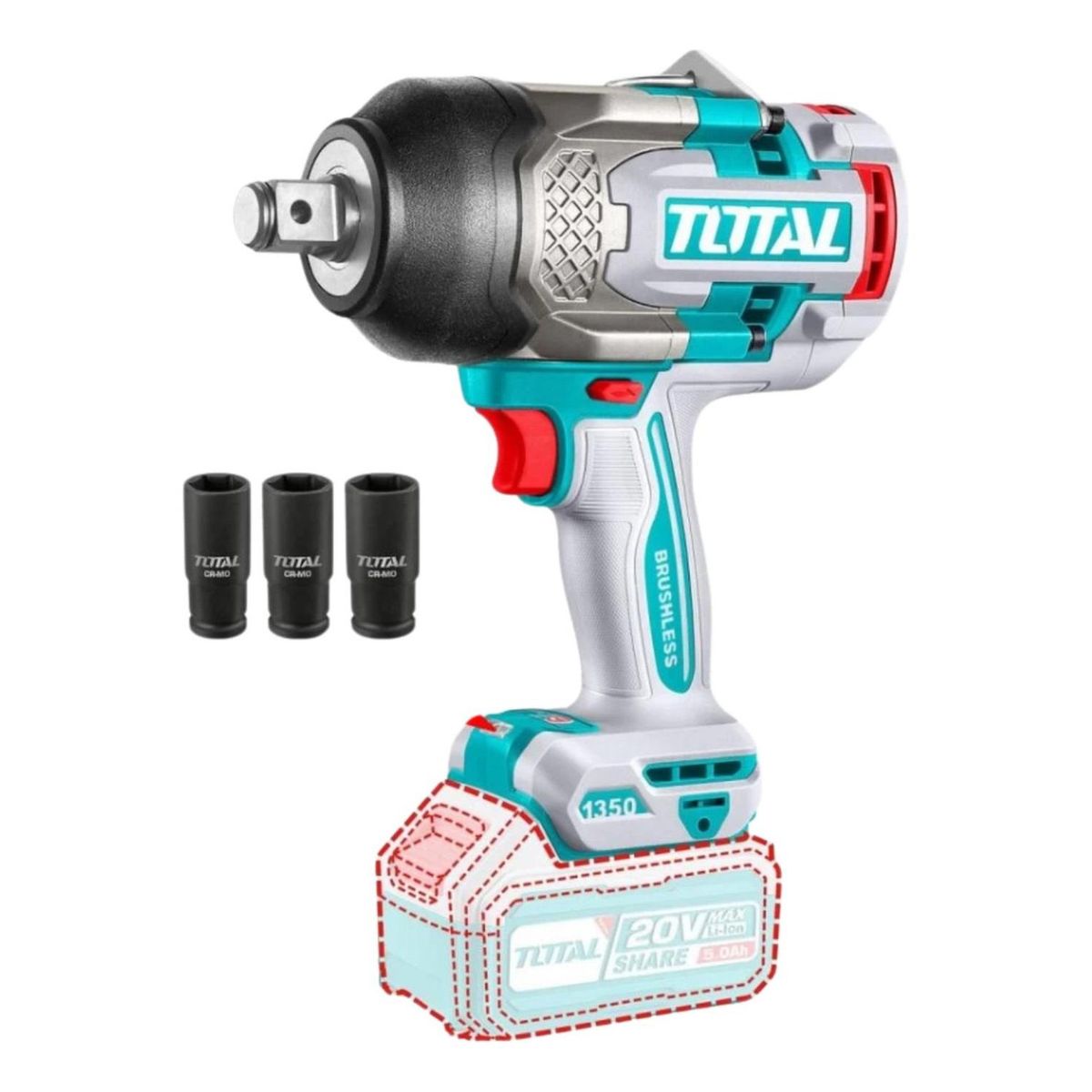 TOTAL - Llave de impacto 3/4" 1350 nm (cabezal solo) Total