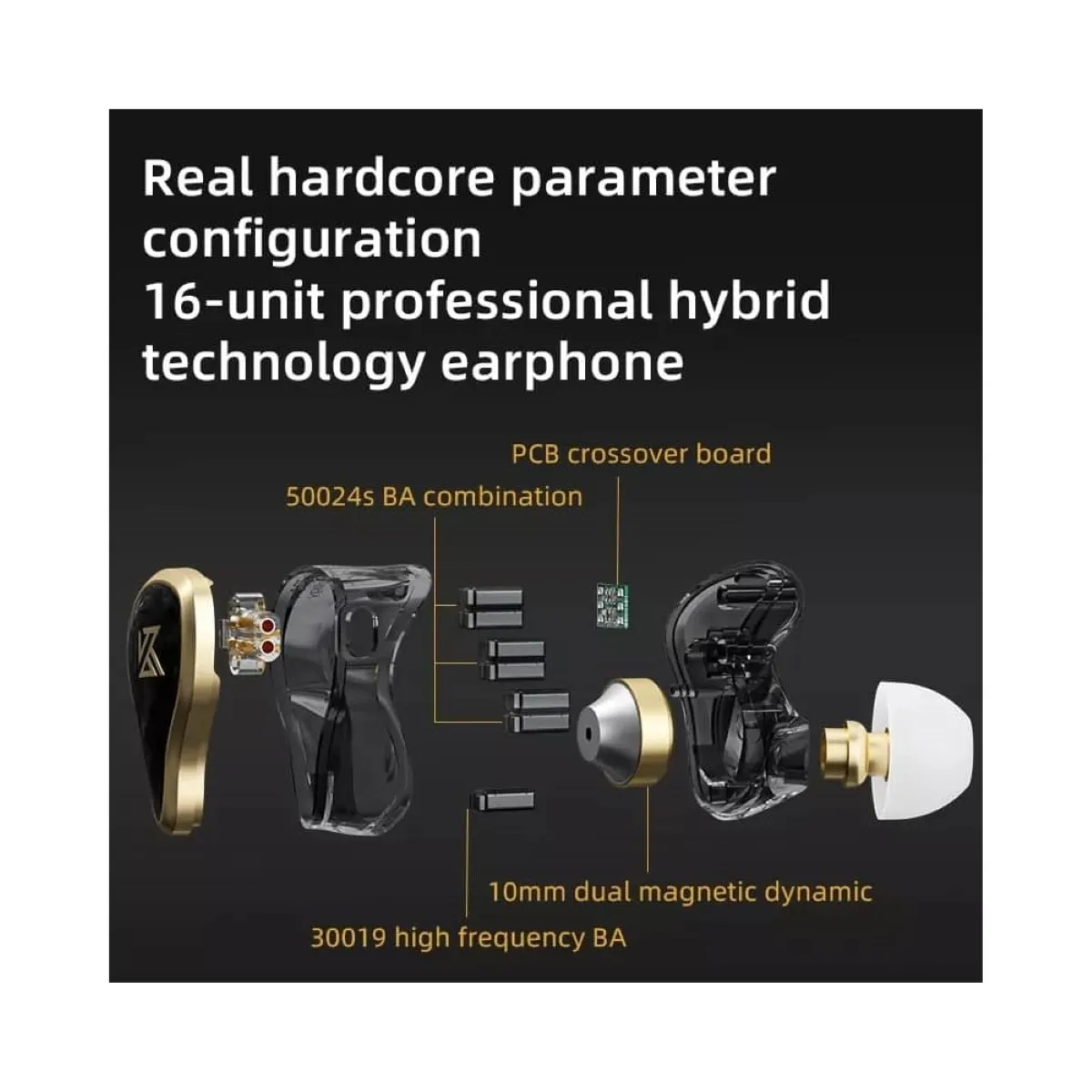 KZ - Audifono KZ ZAS 7BA + 1DD Hifi 16controladores