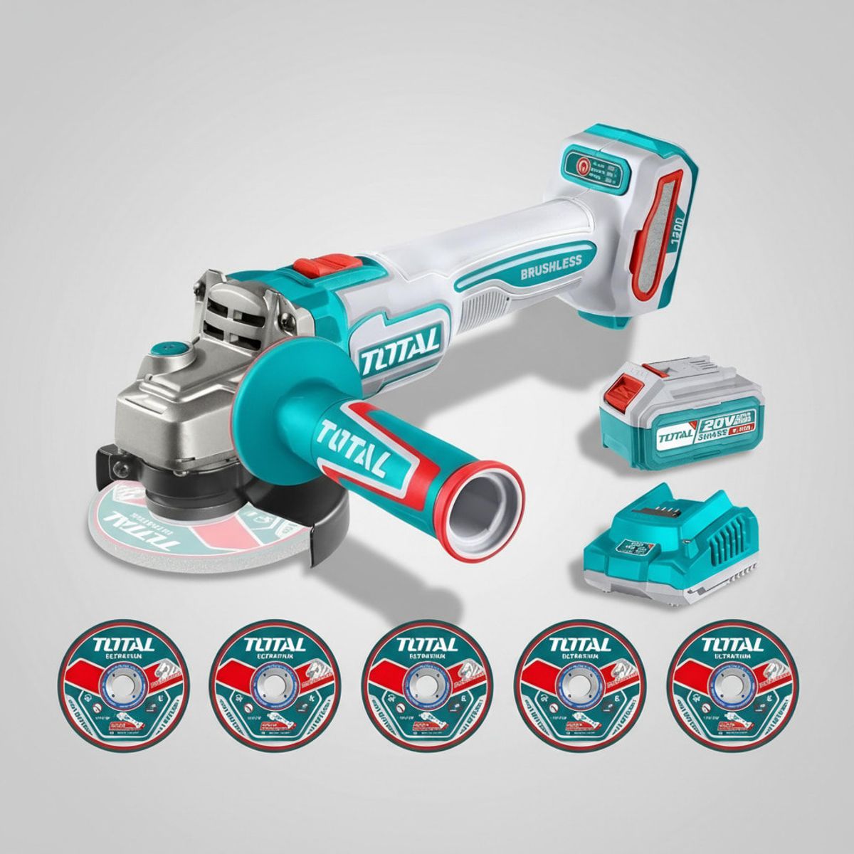 TOTAL TOOLS - Amoladora inalámbrica 4½ incluye batería y cargador Total