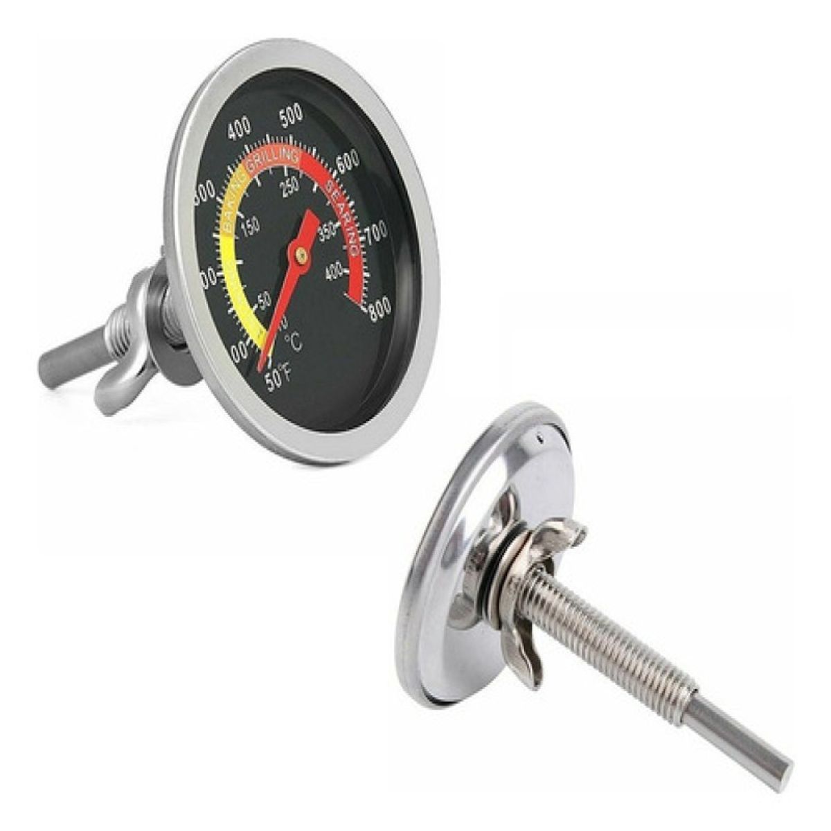 GENERICO - Termometro Para Horno Empotrar Vastago Largo 72cm Negro