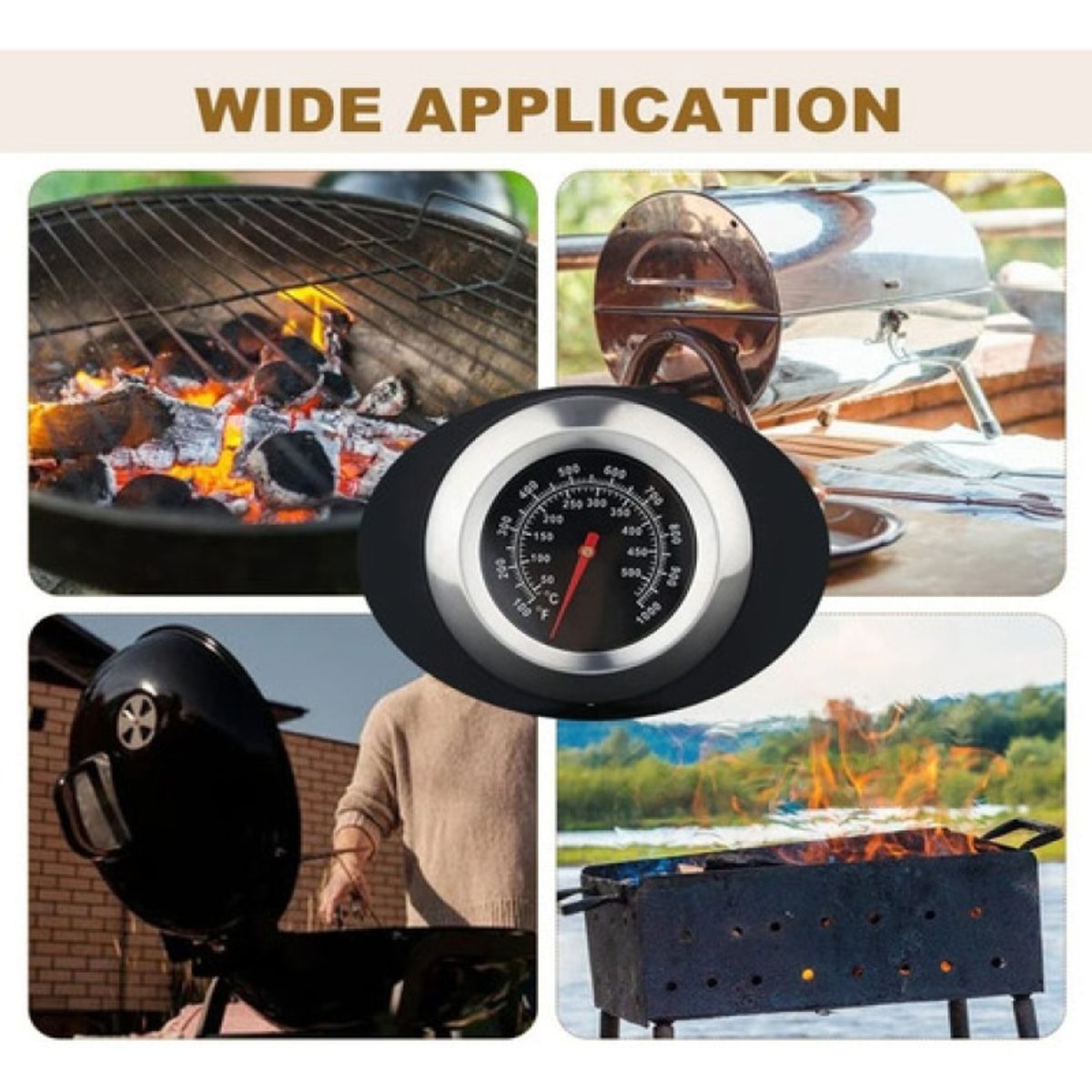 GENERICO - Termometro Horno Empotrar Pantalla Grande 76cm Acero 500°c