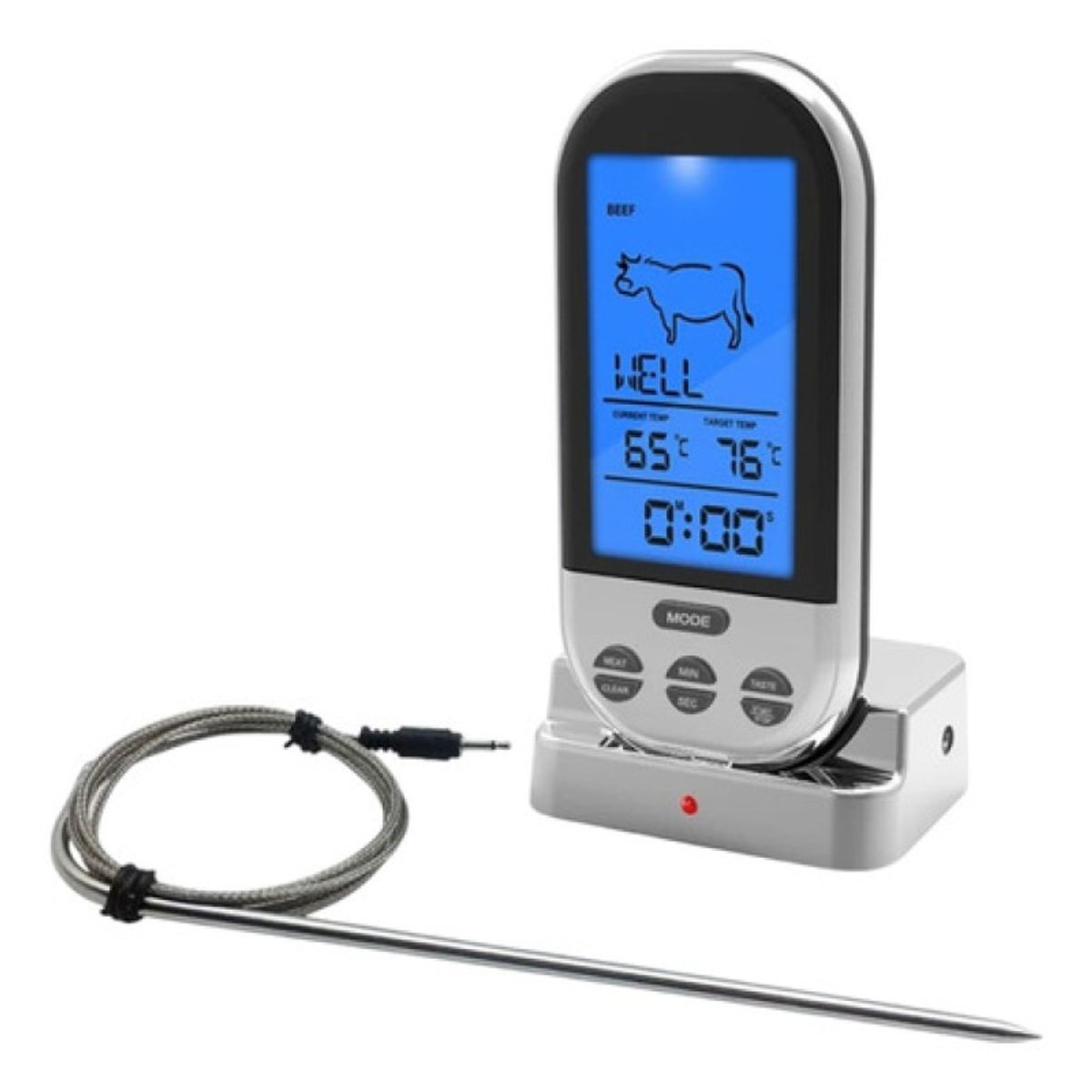 GENERICO - Termómetro Digital Cocina Carnes Con Sonda Monitoreo Remoto