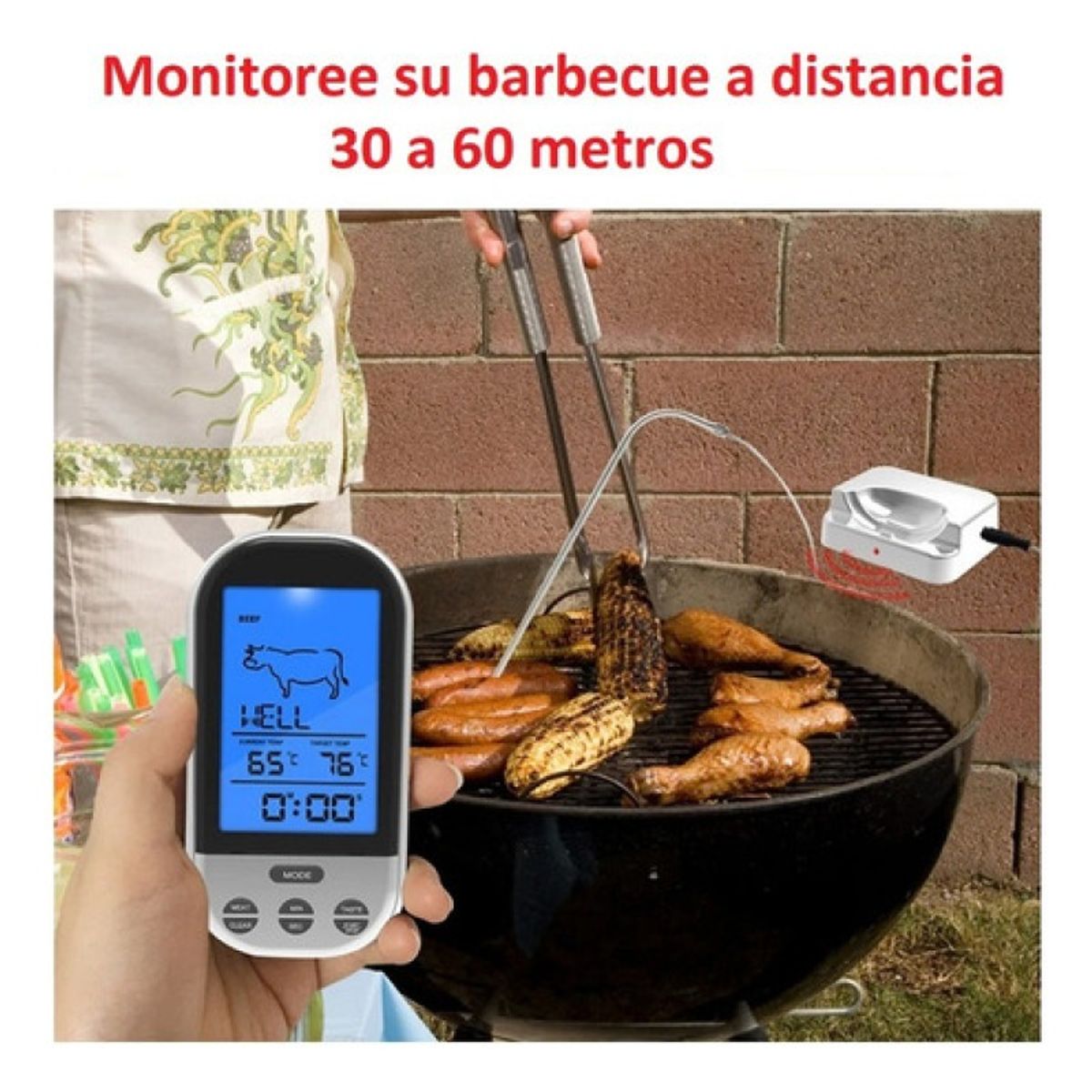 GENERICO - Termómetro Digital Cocina Carnes Con Sonda Monitoreo Remoto