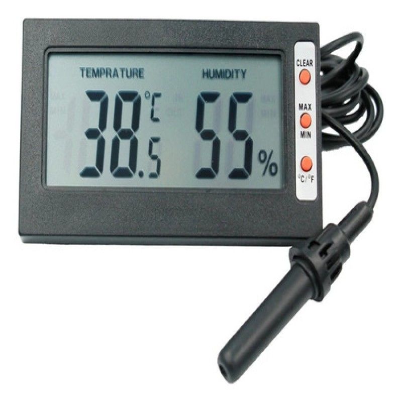 GENERICO - Termómetro Higrómetro Digital Pantalla Lcd Grande Con Sonda