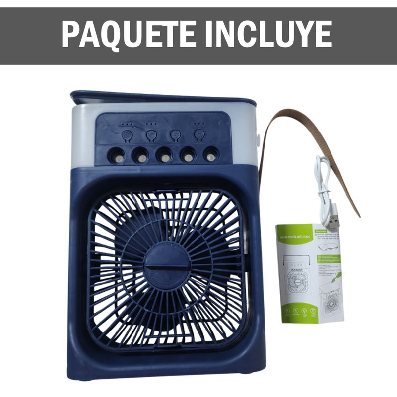 GENERICO - Mini Ventilador Multifuncional con cable tipo C - Azul
