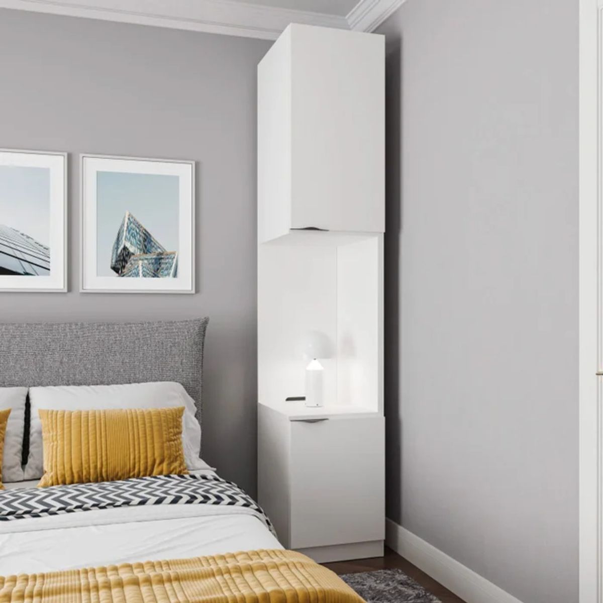 R&R MUEBLES - Velador Estante Kishika Blanco R&R MUEBLES