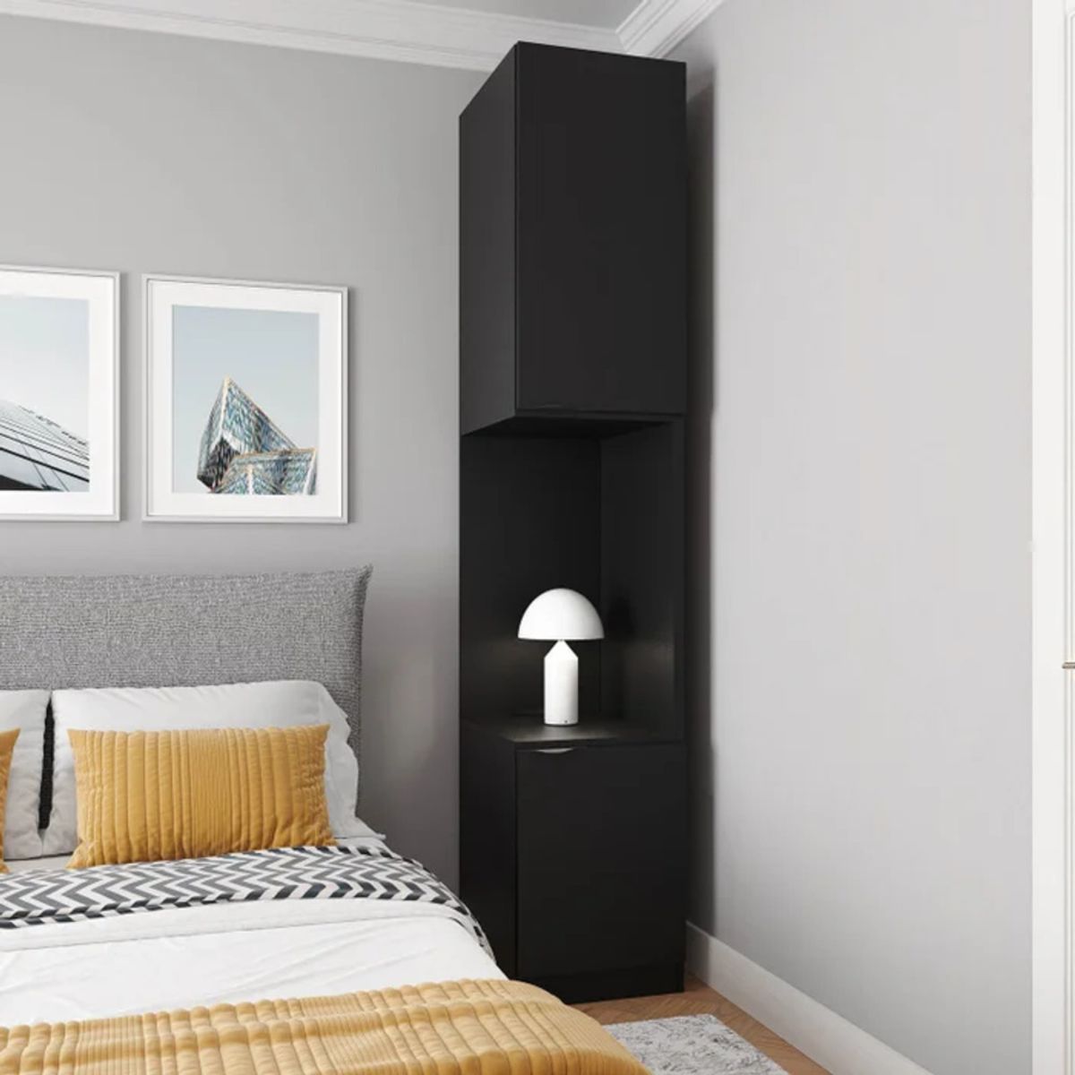 R&R MUEBLES - Velador Estante Kishika Negro R&R MUEBLES