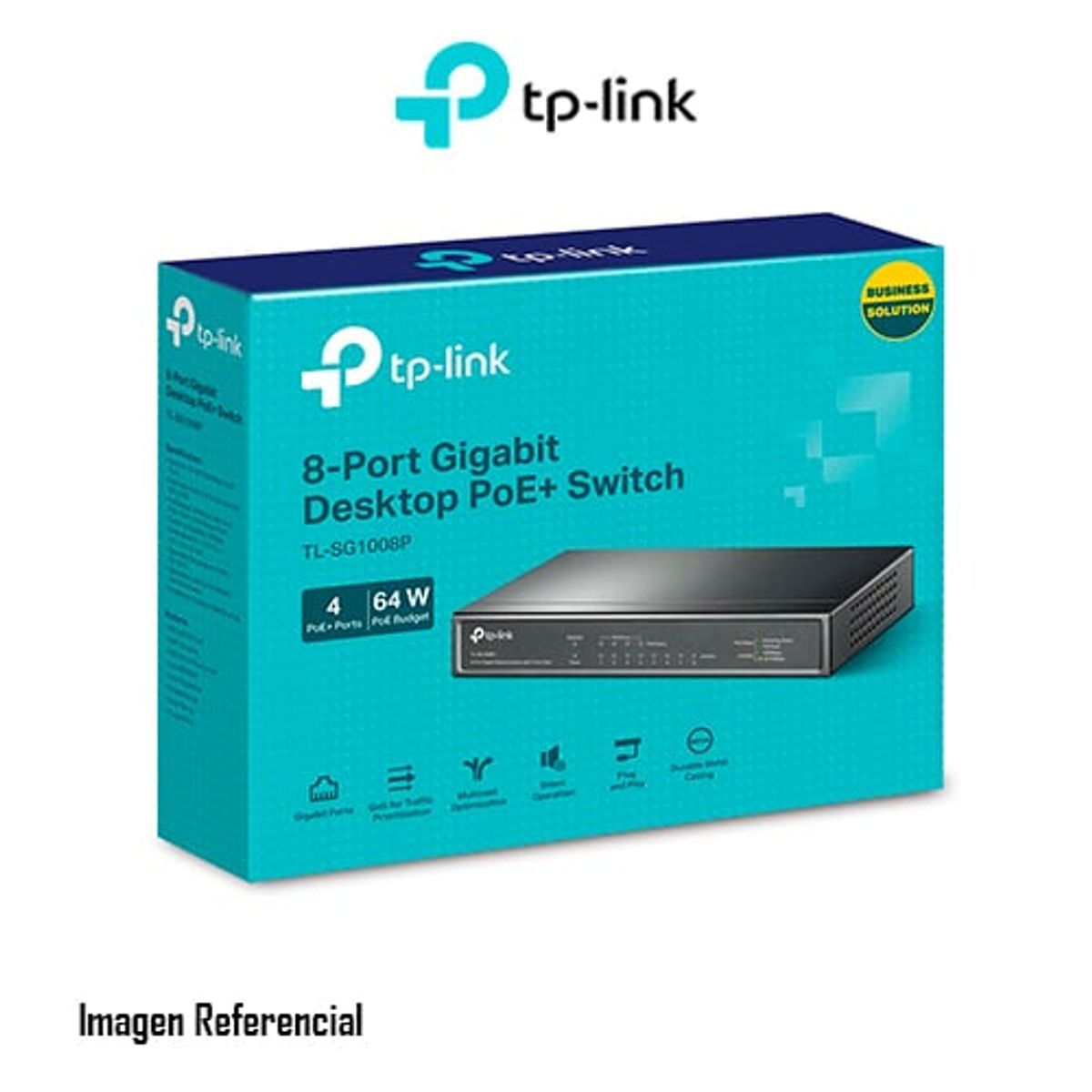 TP LINK - SWITCH DE ESCRITORIO TP-LINK 8 PUERTOS POE 64W 16GBPS PN TL-SG1008P