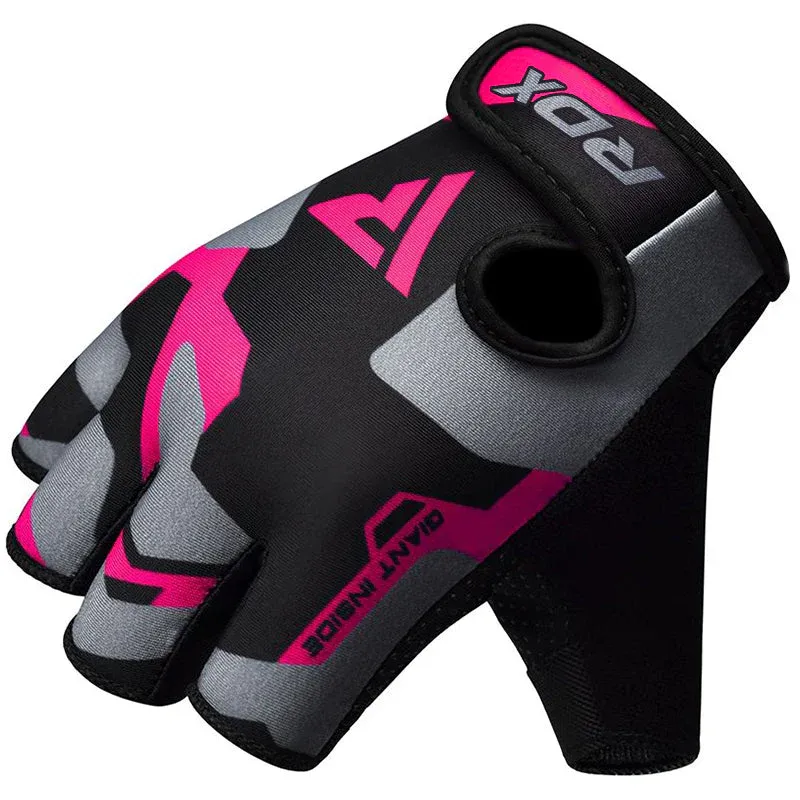 RDX - Guantes para Levantamiento de Pesas Sublimados para Mujer RDX F6 Rosado - M