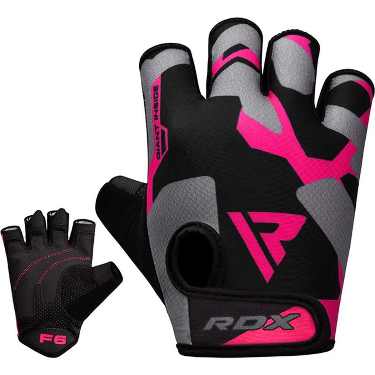 RDX - Guantes para Levantamiento de Pesas Sublimados para Mujer RDX F6 Rosado - M