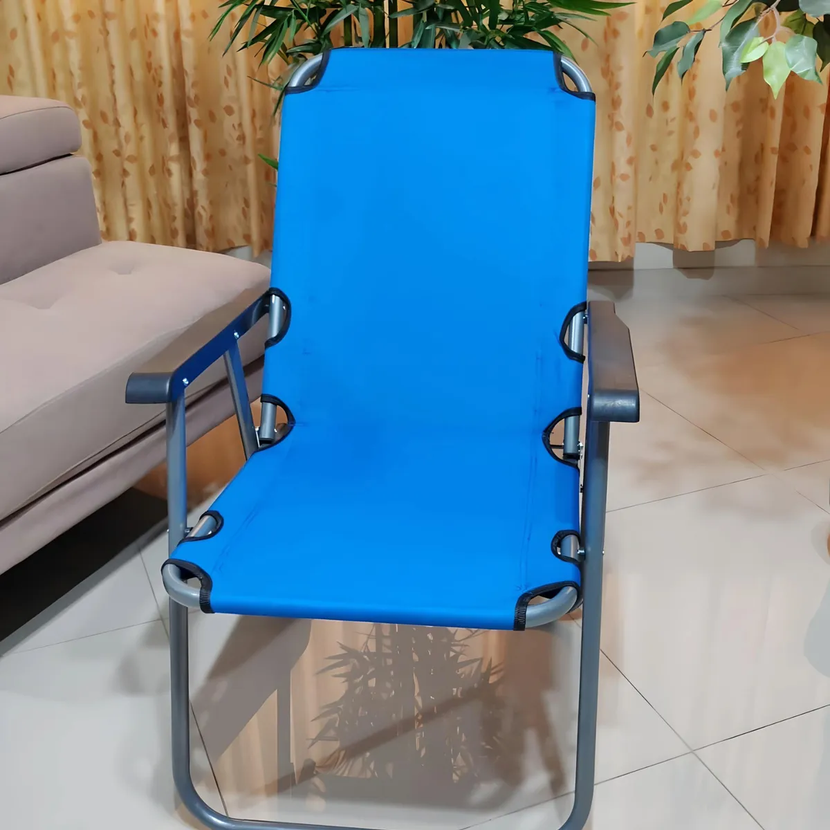 GENERICO - SILLA PLEGABLE PARA EXTERIOR RECLINABLE PLAYERA TERRAZA CELESTE