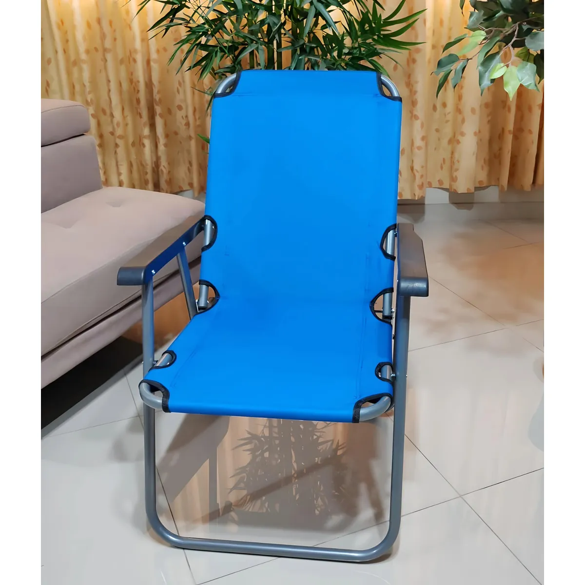 GENERICO - SILLA PLEGABLE PARA EXTERIOR RECLINABLE PLAYERA TERRAZA CELESTE