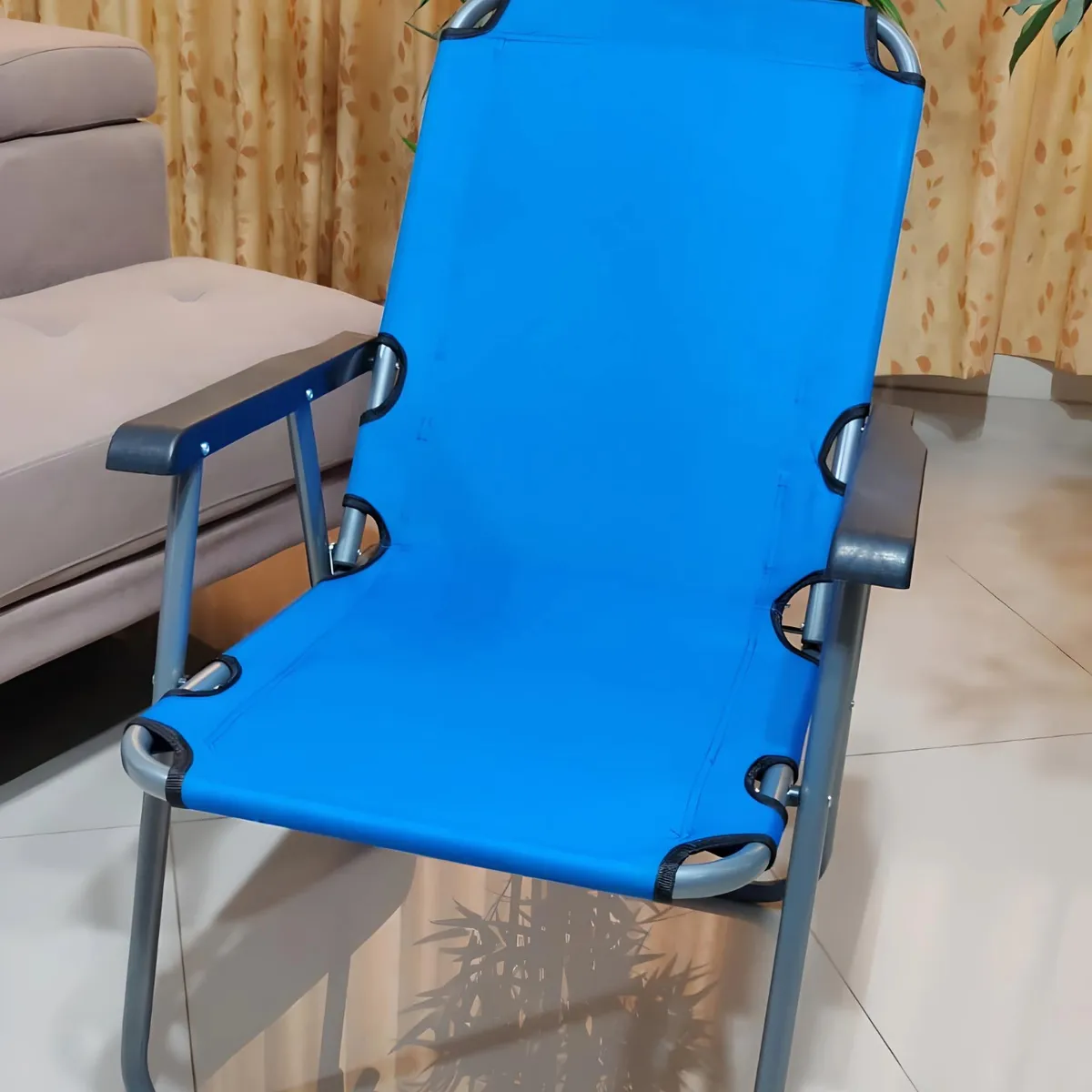 GENERICO - SILLA PLEGABLE PARA EXTERIOR RECLINABLE PLAYERA TERRAZA CELESTE