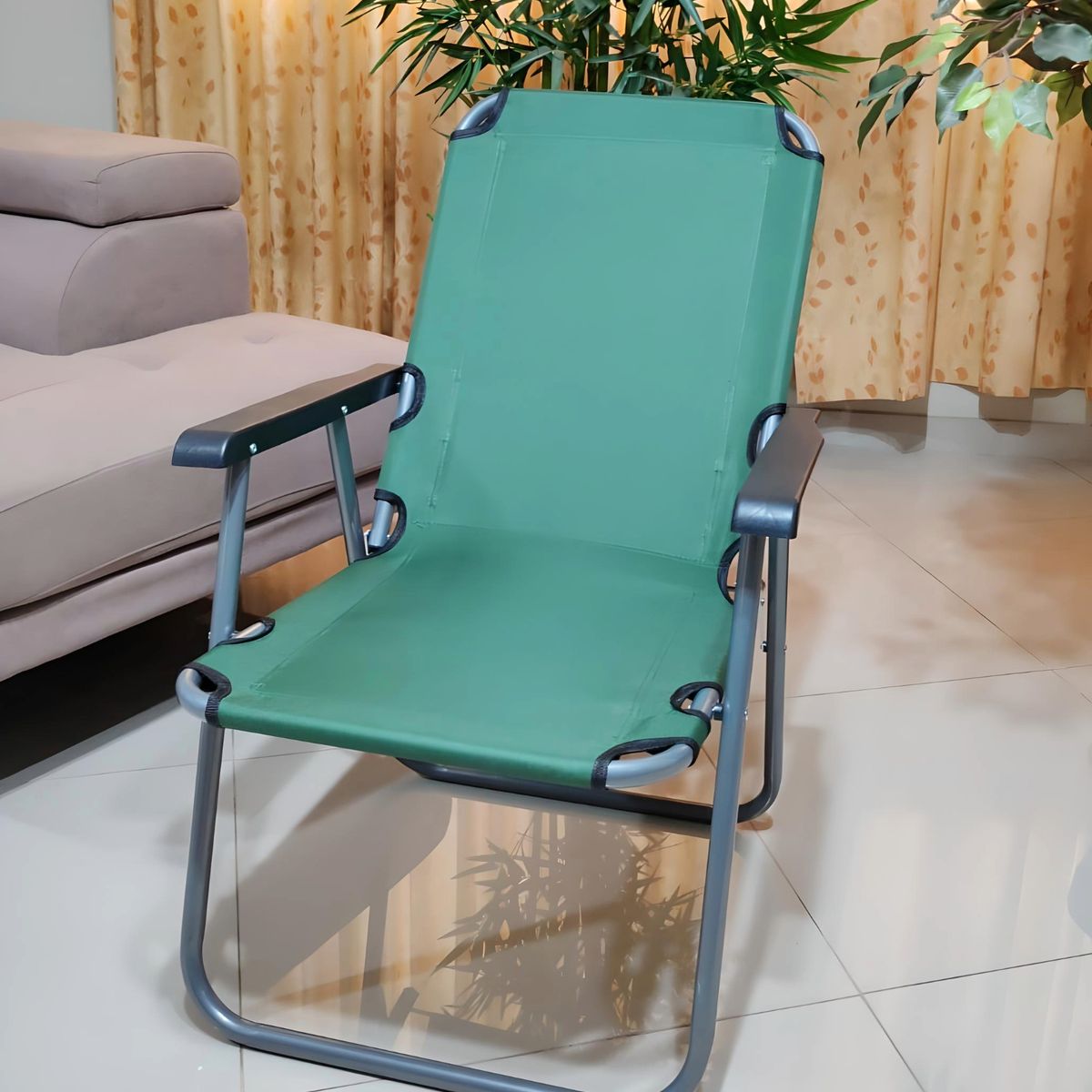 GENERICO - SILLA PLEGABLE PARA EXTERIOR RECLINABLE PLAYERA TERRAZA VERDE