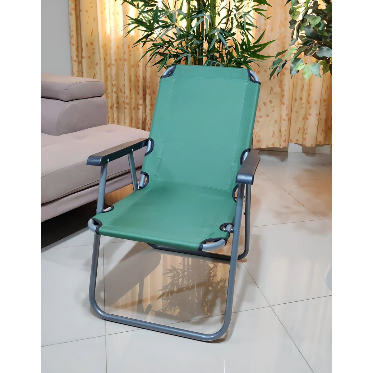 GENERICO - SILLA PLEGABLE PARA EXTERIOR RECLINABLE PLAYERA TERRAZA VERDE