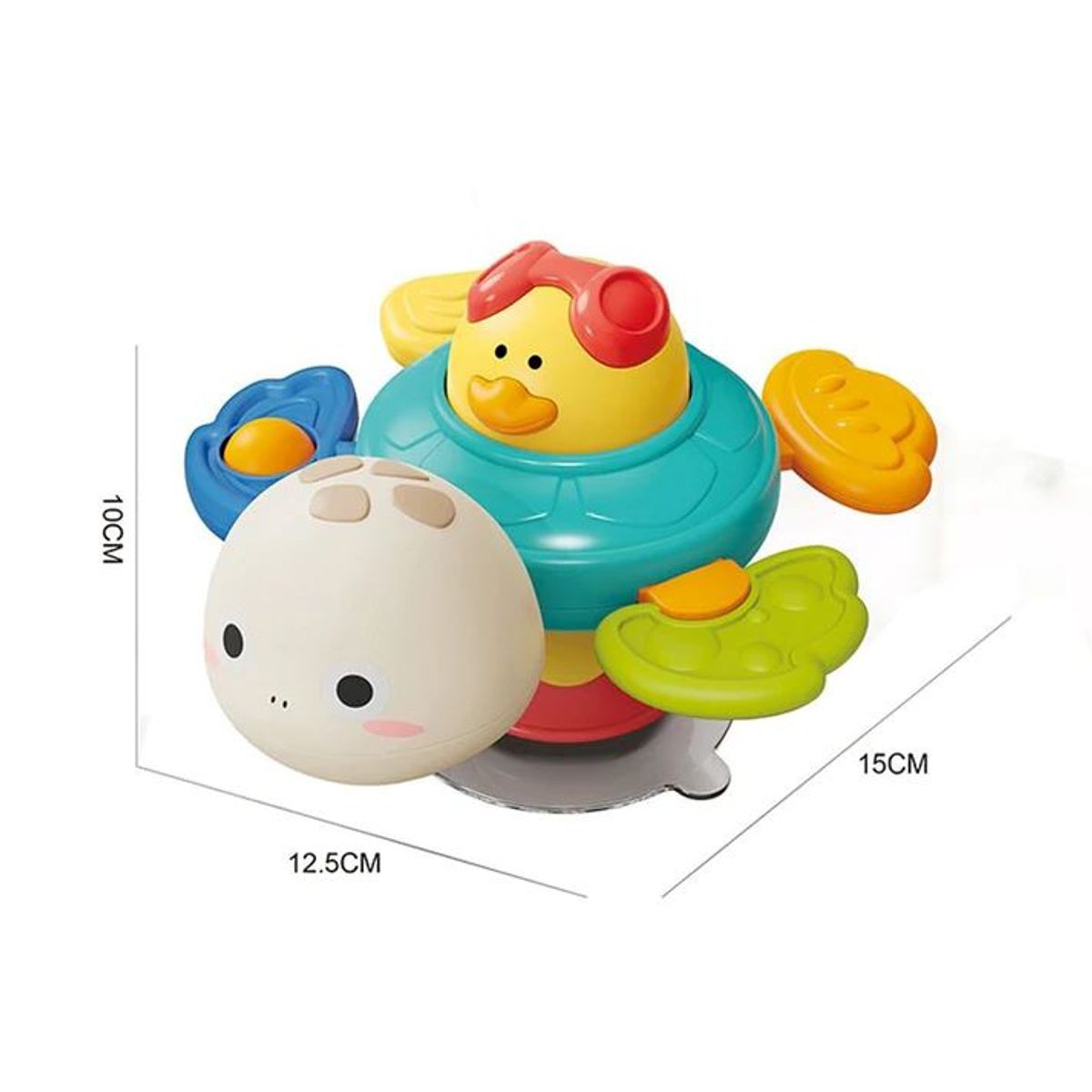 GENERICO - Juguete Spinner Tortuga para Bebés con Succión y Sonido