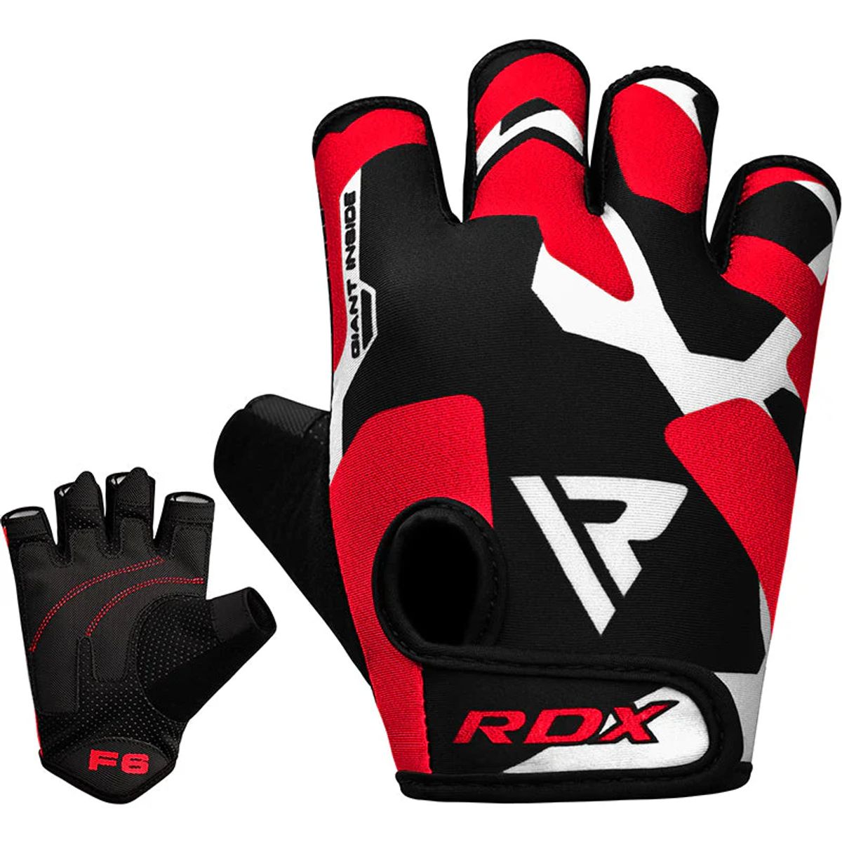 RDX - Guantes para Levantamiento de Pesas Sublimados F6 Rojo - XL