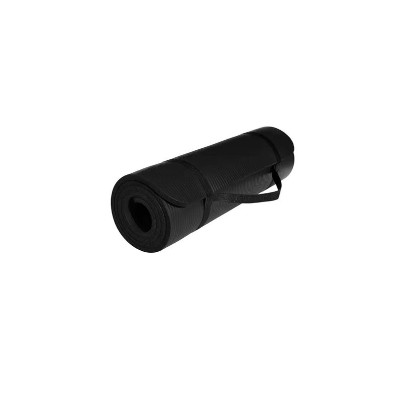 GENERICO - Colchoneta Mat de Yoga de 15 mm + Correa transportable Negro