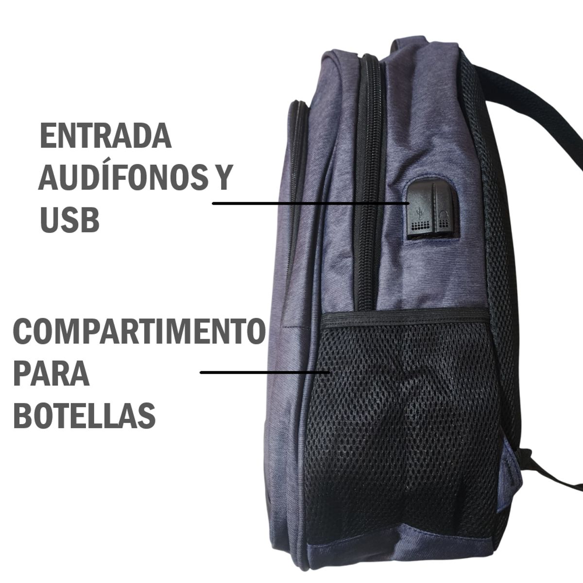 GENERICO - Mochila 3 compartimientos Casual porta Laptop