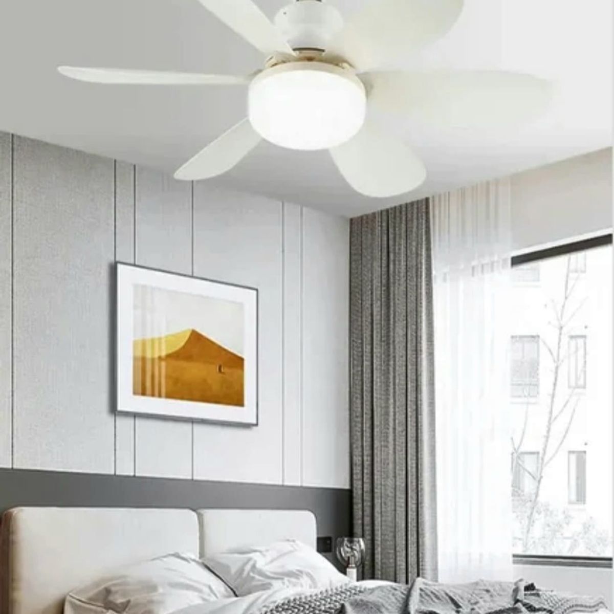 GENERICO - FOCO VENTILADOR BLANCO DE TECHO 2 EN 1