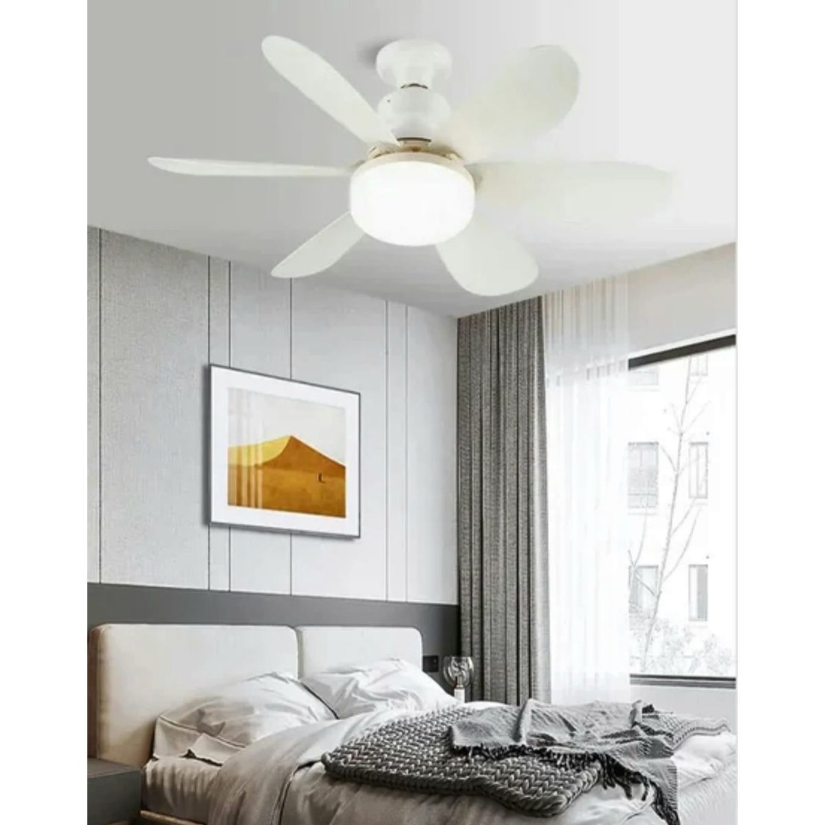 GENERICO - FOCO VENTILADOR BLANCO DE TECHO 2 EN 1