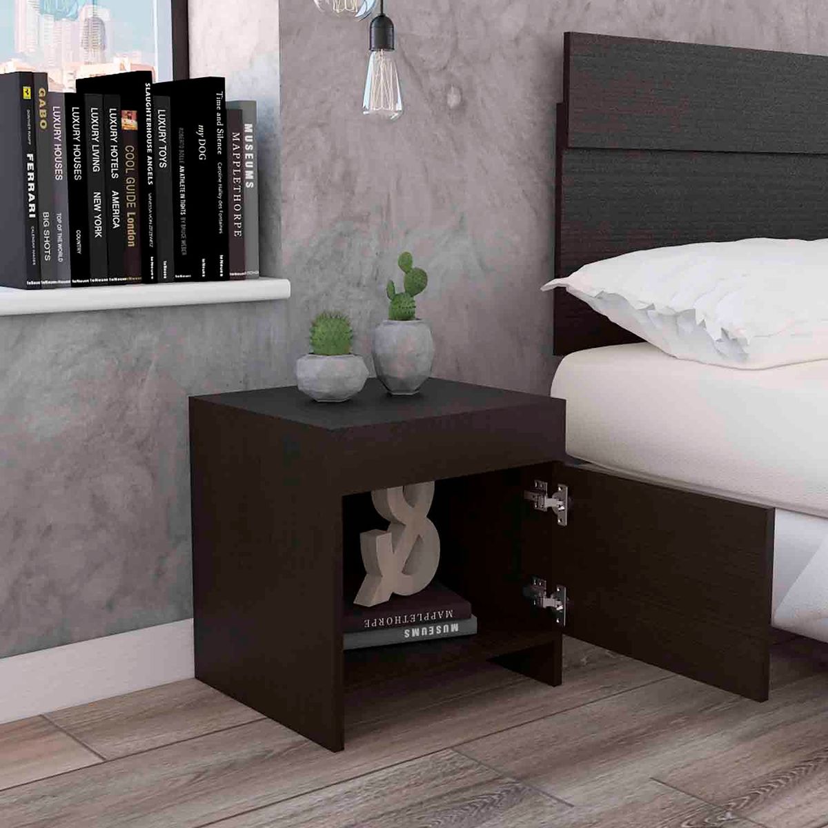 GENERICO - Velador Venecia  Wengue Oscuro  -  Envío Armado y Melamina 18mm