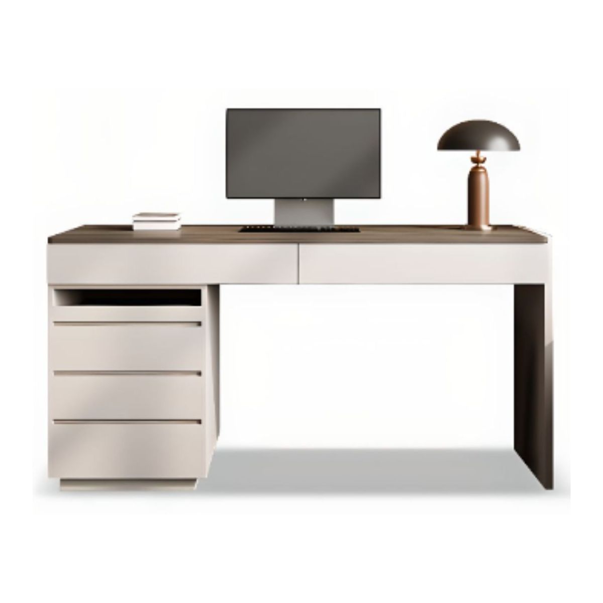 GENERICO - Escritorio Freecss Moderno - Marrón y Blanco