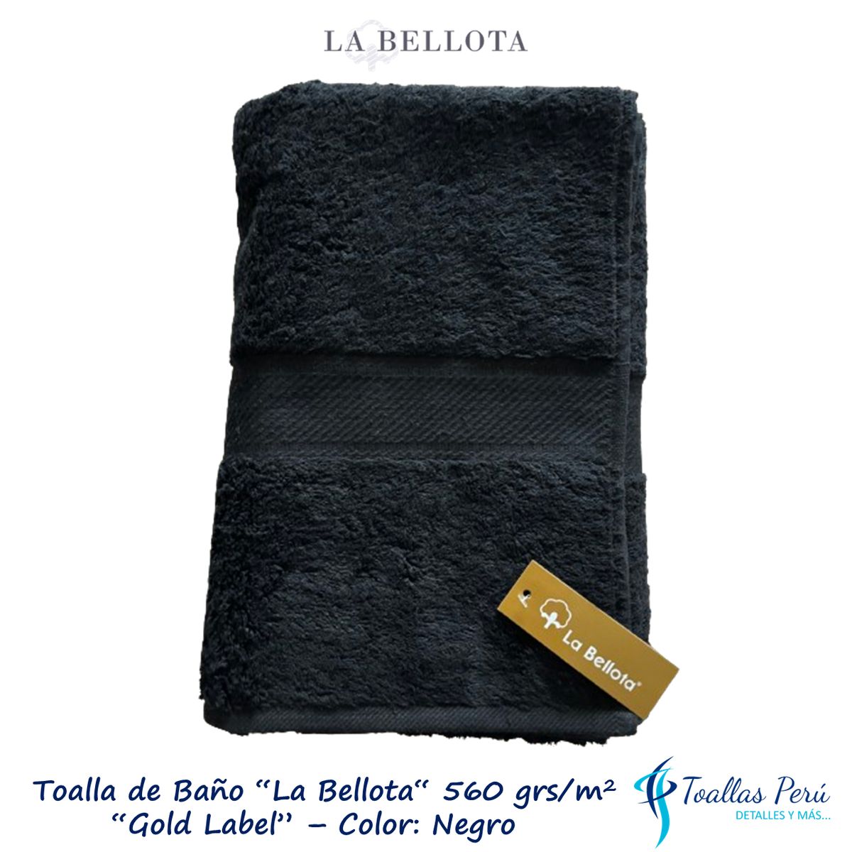 LA BELLOTA - Toalla de Baño "Gold Label" 560 grs/m2 "La Bellota" - Negra