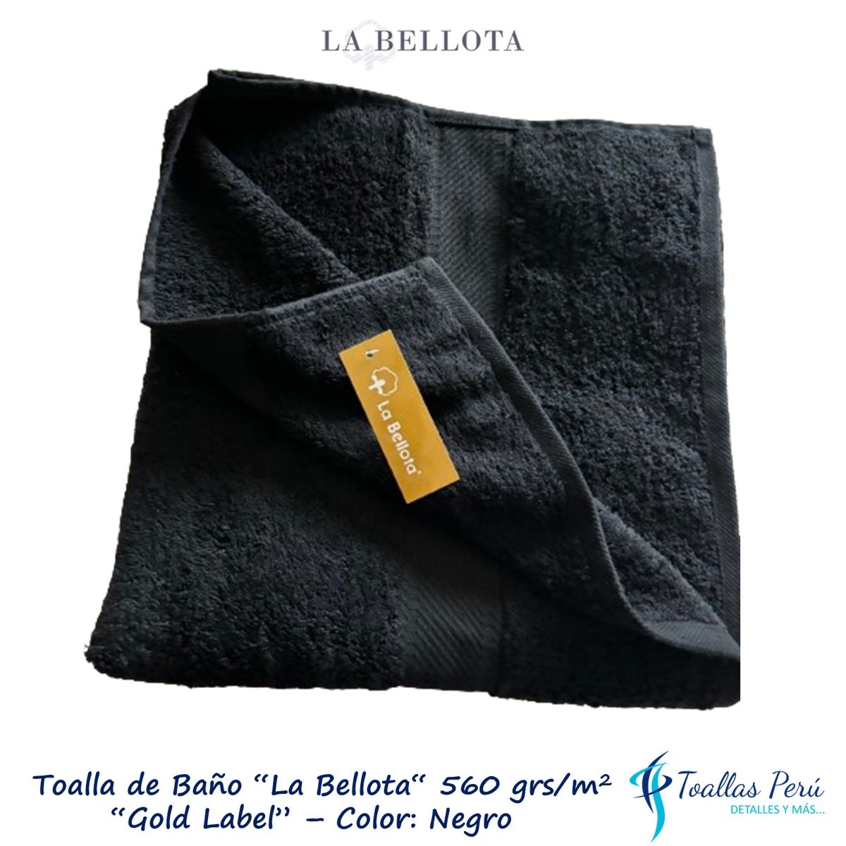 LA BELLOTA - Toalla de Baño "Gold Label" 560 grs/m2 "La Bellota" - Negra