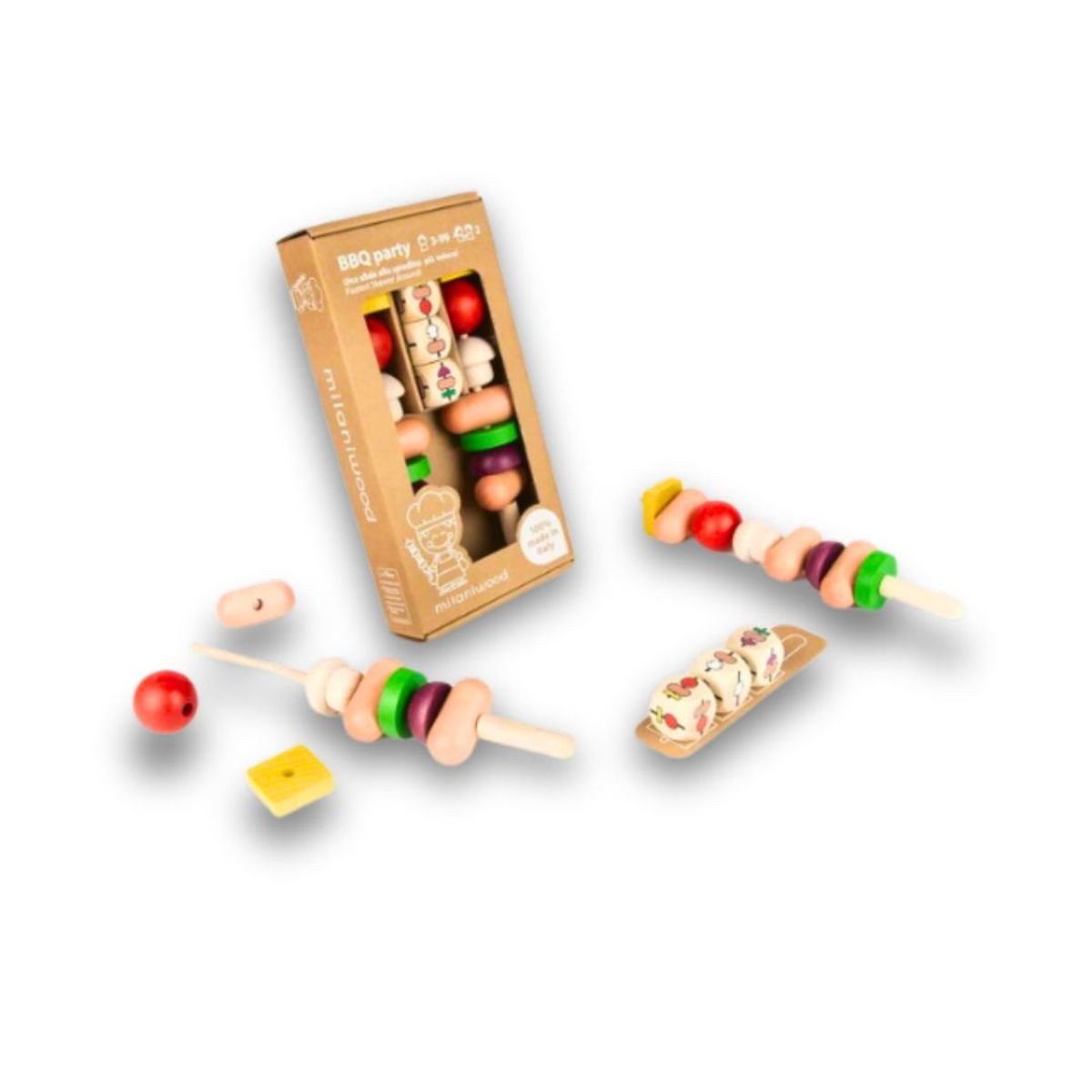 GENERICO - Juego Montessori Brochetas Enhebradas De Madera