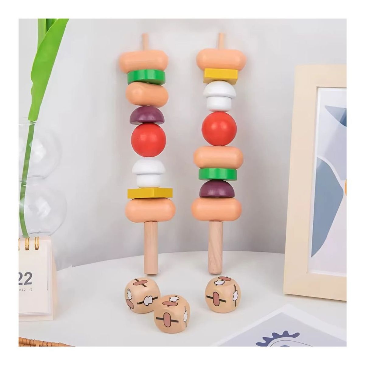 GENERICO - Juego Montessori Brochetas Enhebradas De Madera