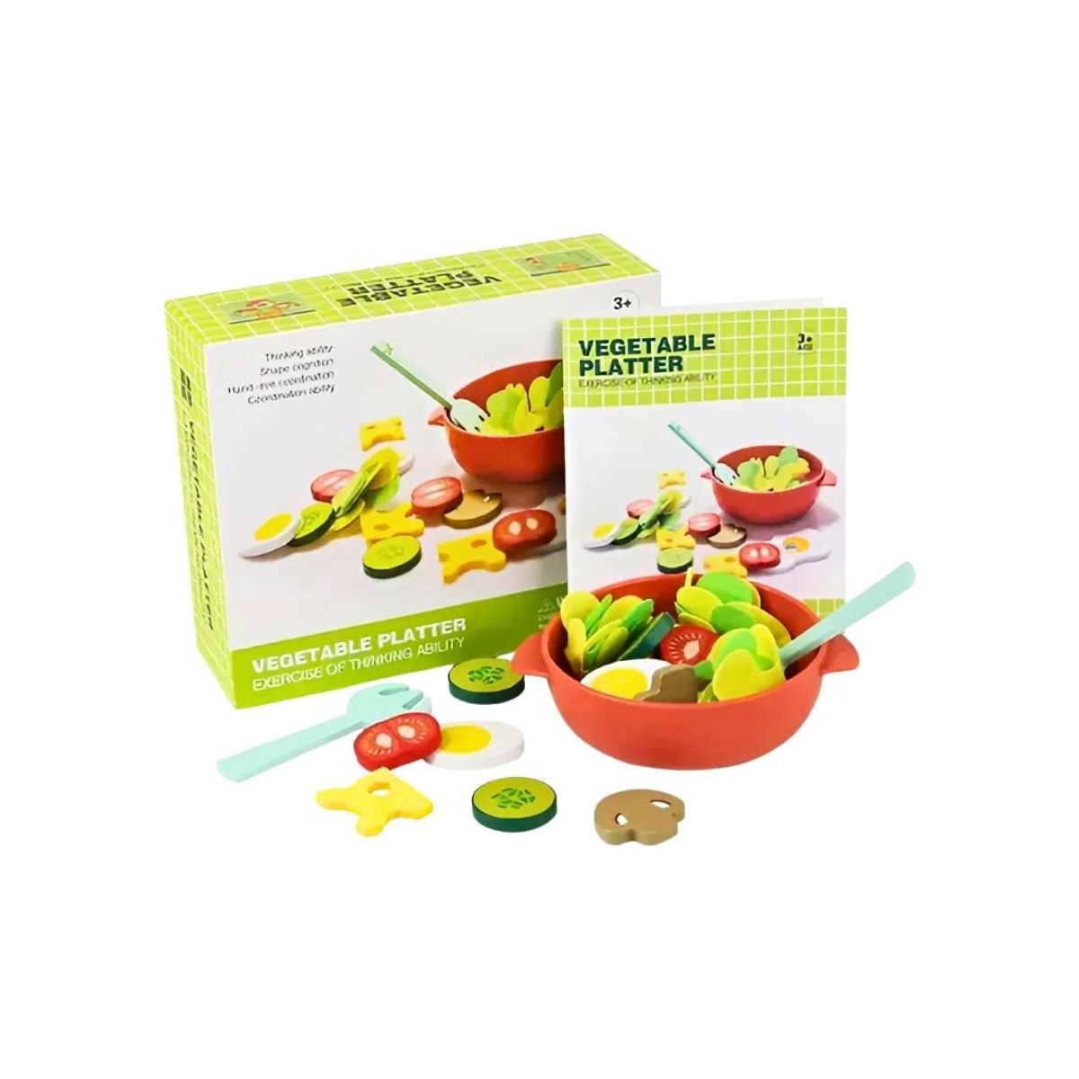 GENERICO - Juego De Rol Plato De Verduras De Madera