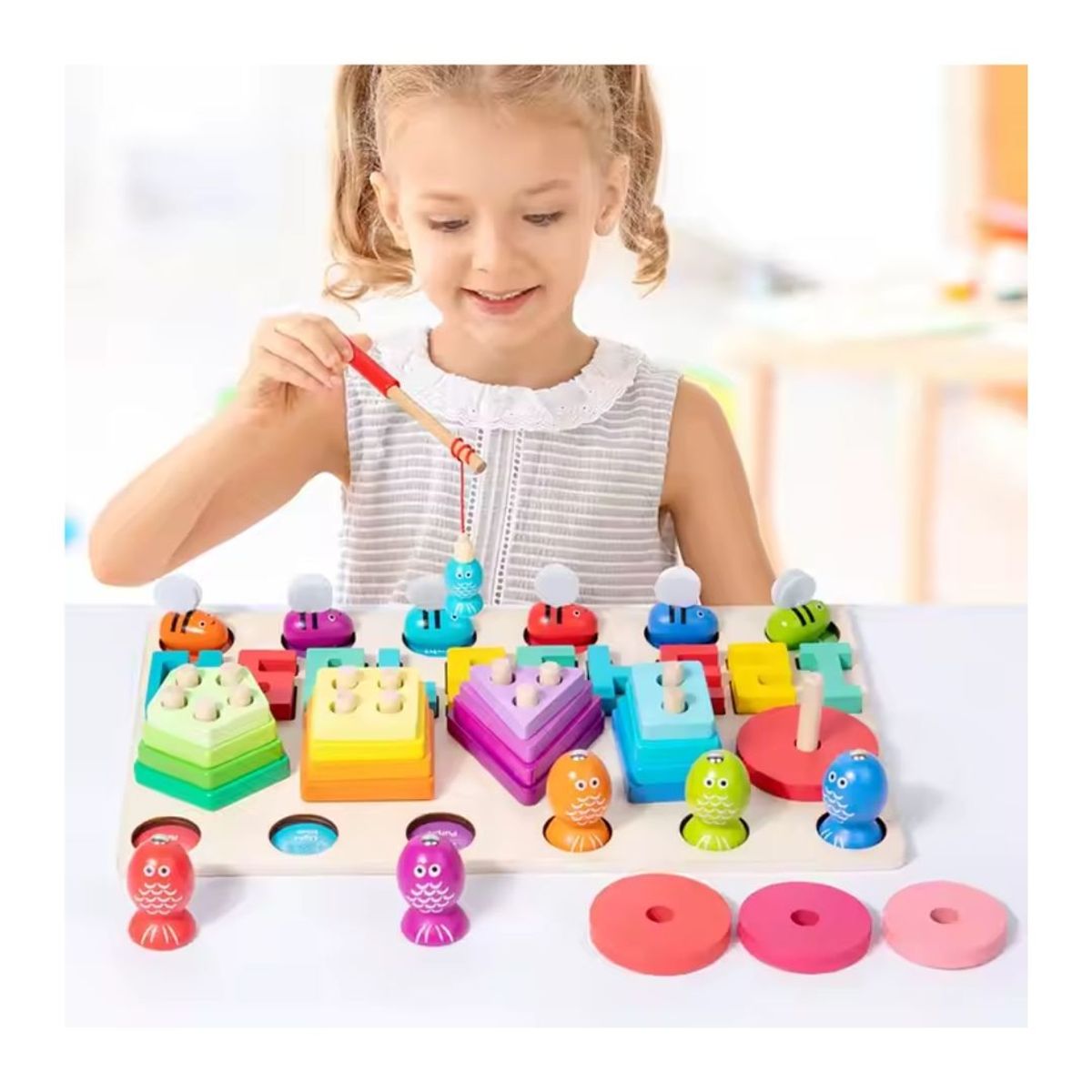 GENERICO - Tablero Interactivo Montessori Letras Números Pesca Y Figuras