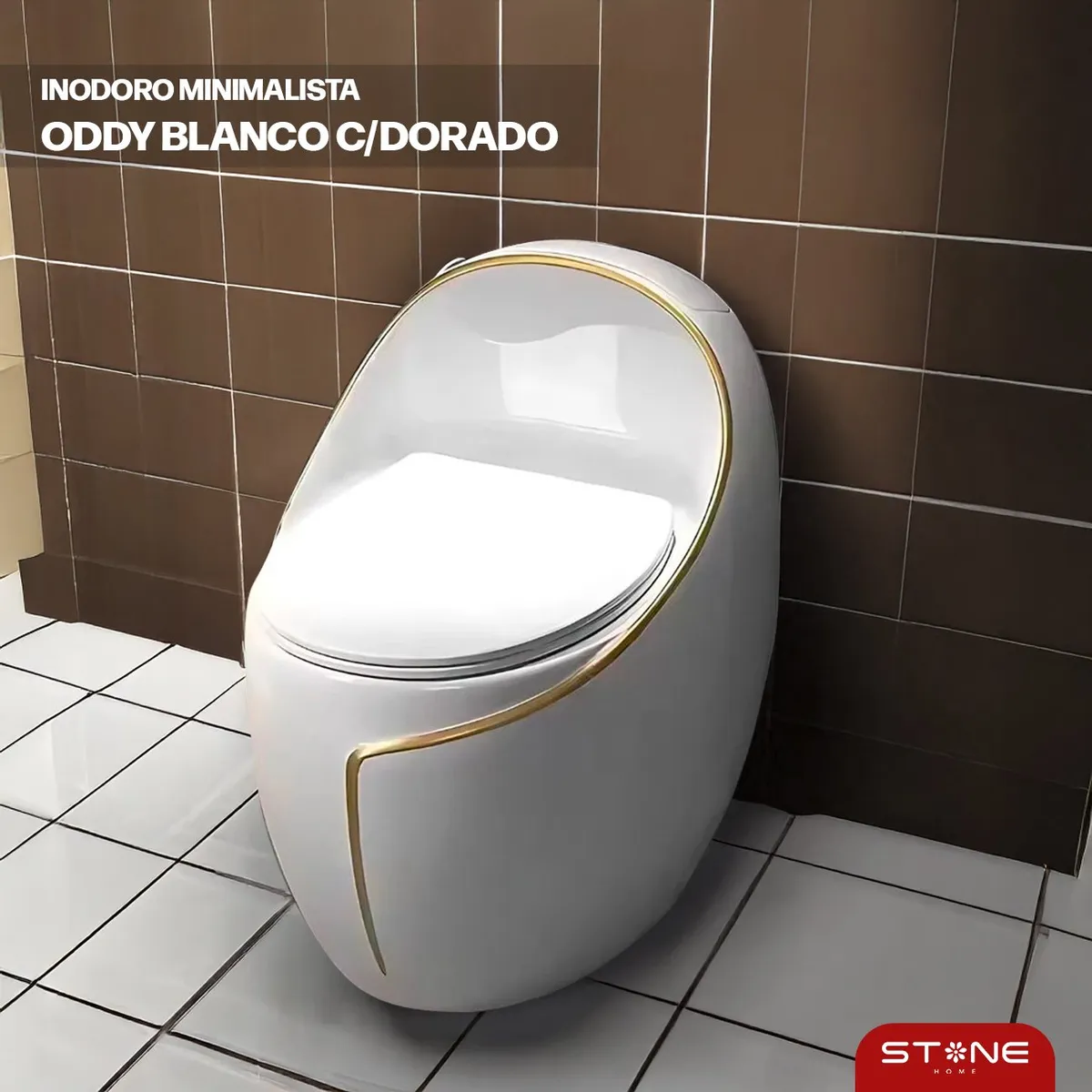 STONE - INODORO MINIMALISTA ODDY BLANCO DORADO STONE