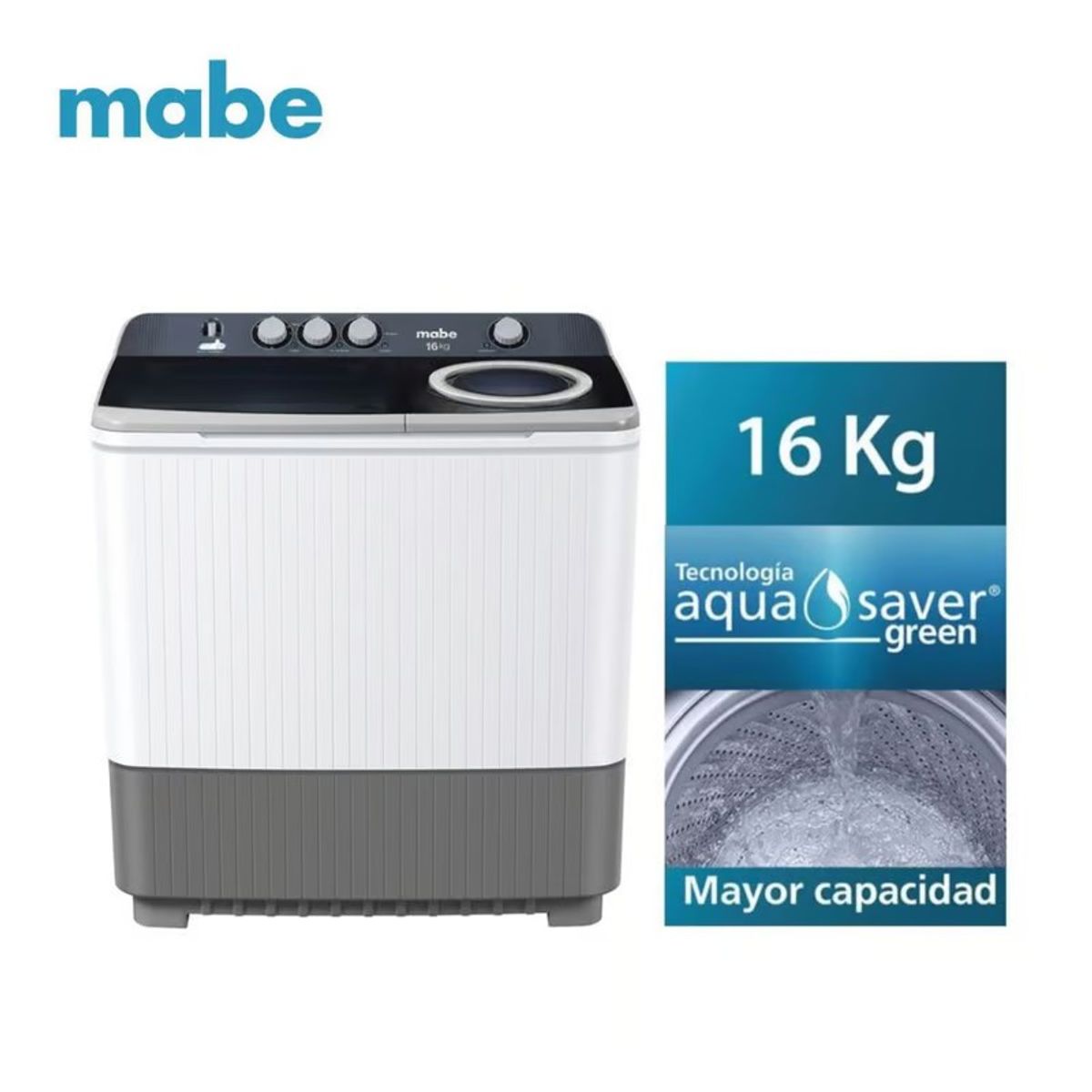 MABE - Lavadora Mabe Semiautomatica 16 Kg Blanco - LMD6124PBBB0