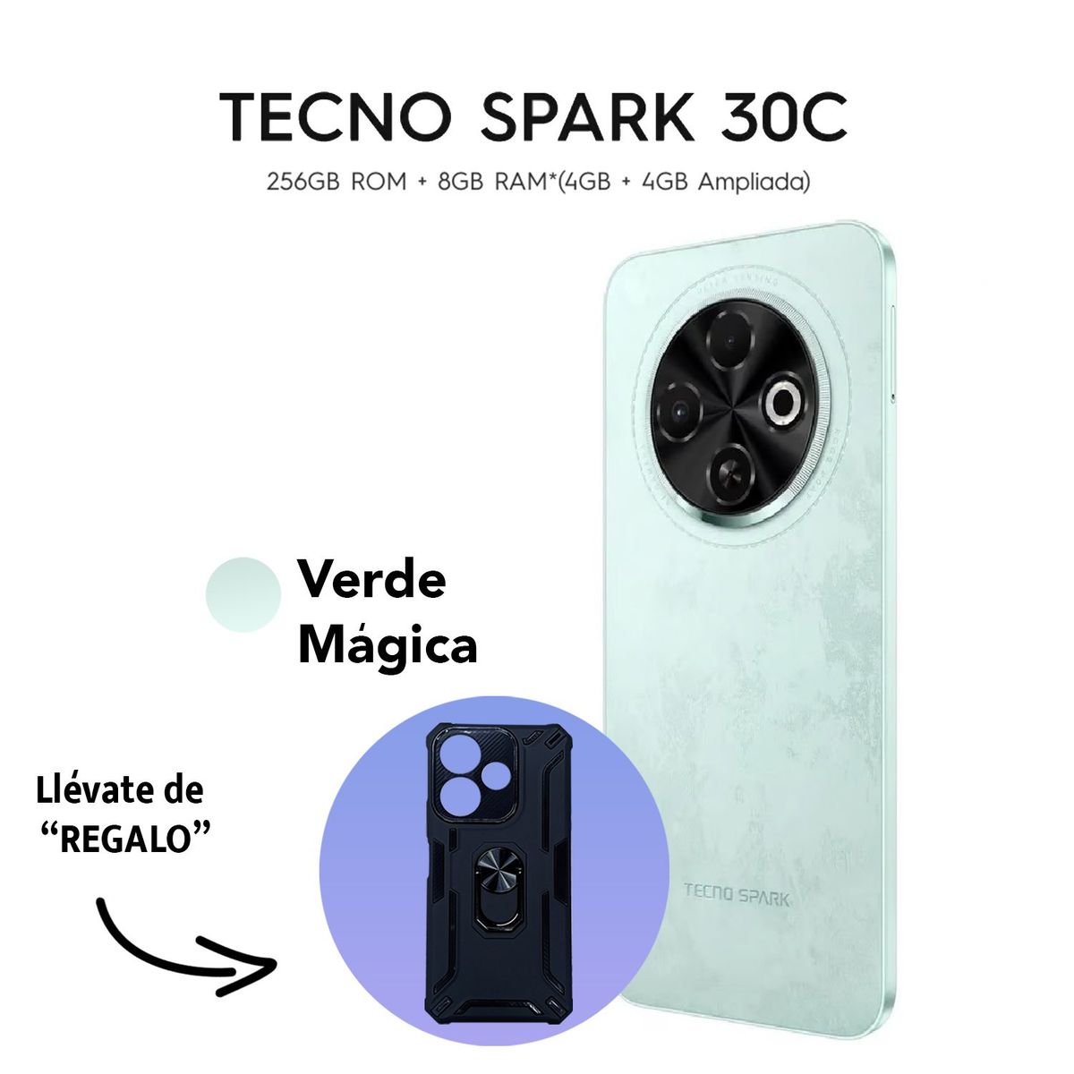 TECNO MOBILE - TECNO SPARK 30C 4+4GB RAM AMPLIADA 256GB EDICIÓN TRANSFORMERS COLOR VERDE CON ESTUCHE DE REGALO