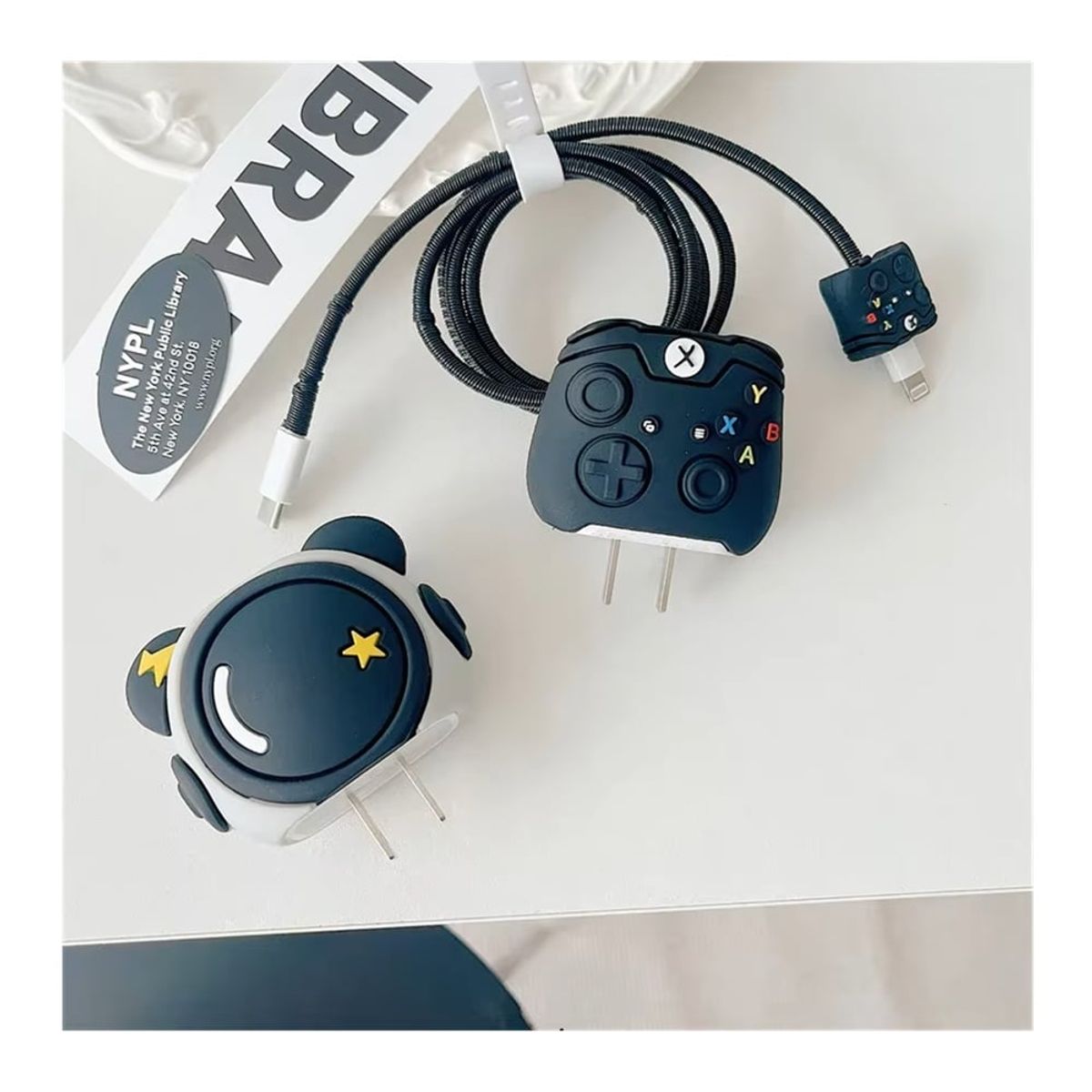 GENERICO - Funda De Silicona Protector Para Cargador Iphone 20w Videojuego Negro