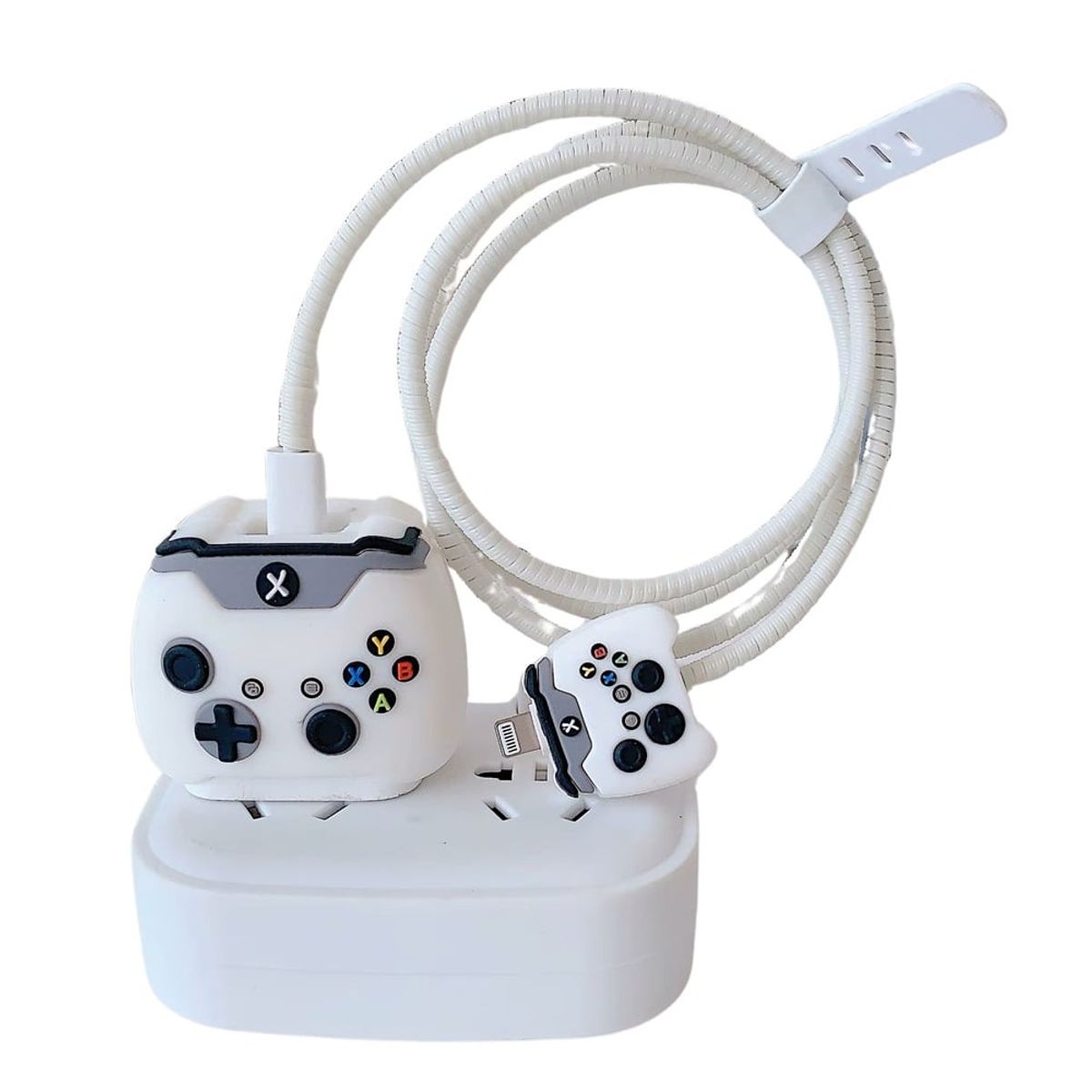 GENERICO - Funda De Silicona Protector Para Cargador Iphone 20w Videojuego Blanco
